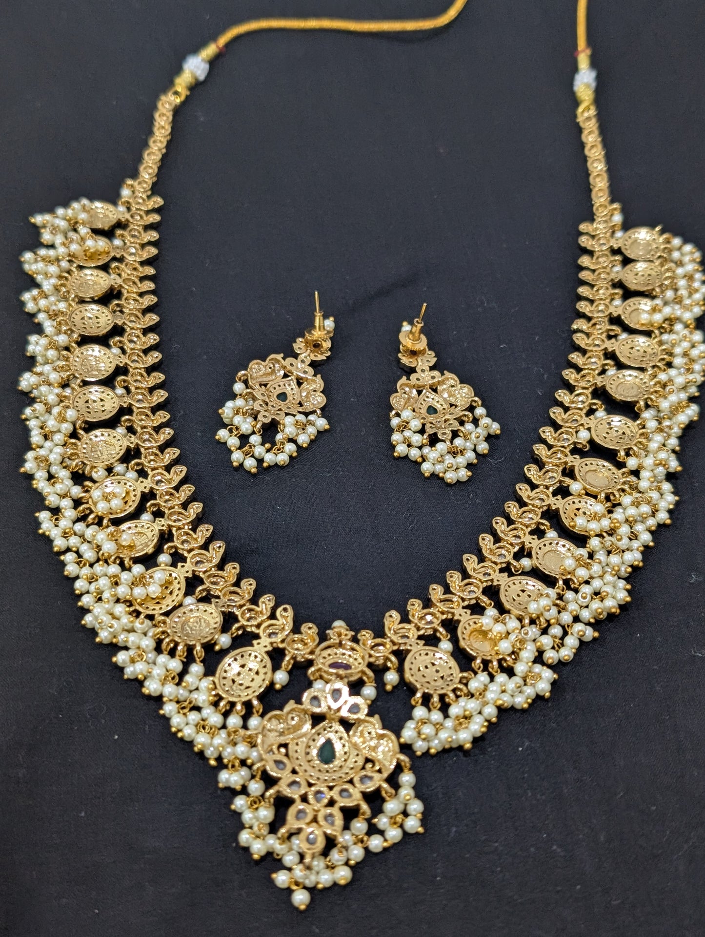 Guttapusalu CZ stone Long Necklace and Earrings set