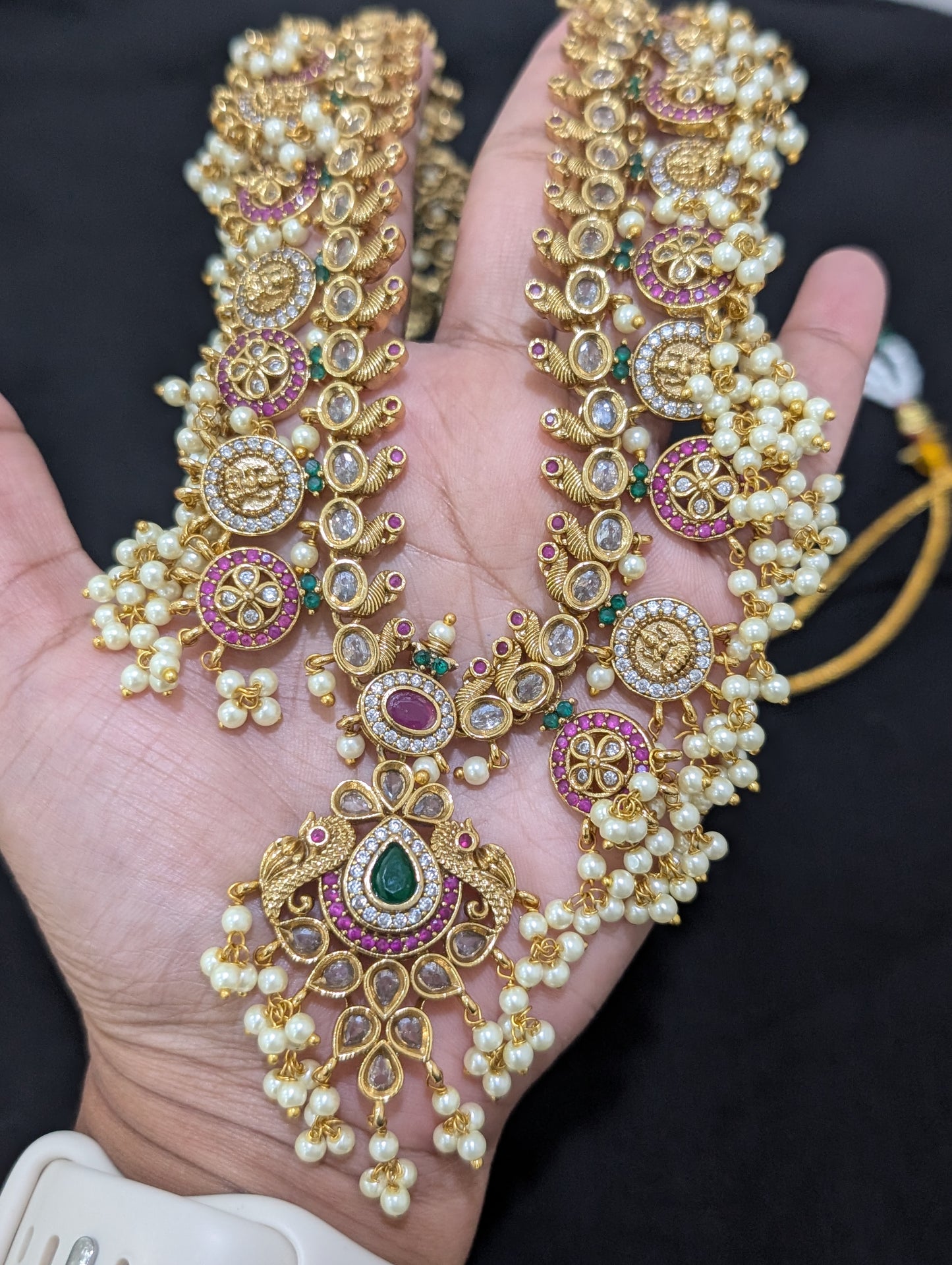 Guttapusalu CZ stone Long Necklace and Earrings set