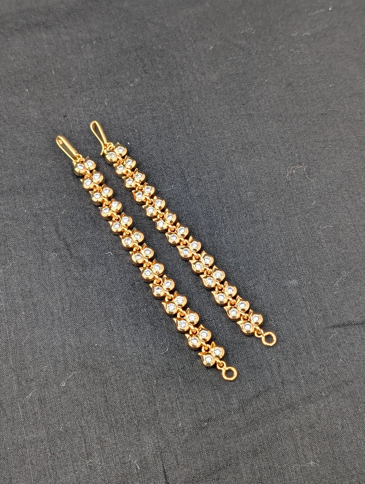One gram gold plated CZ stone Mango earrings chain / Maatal