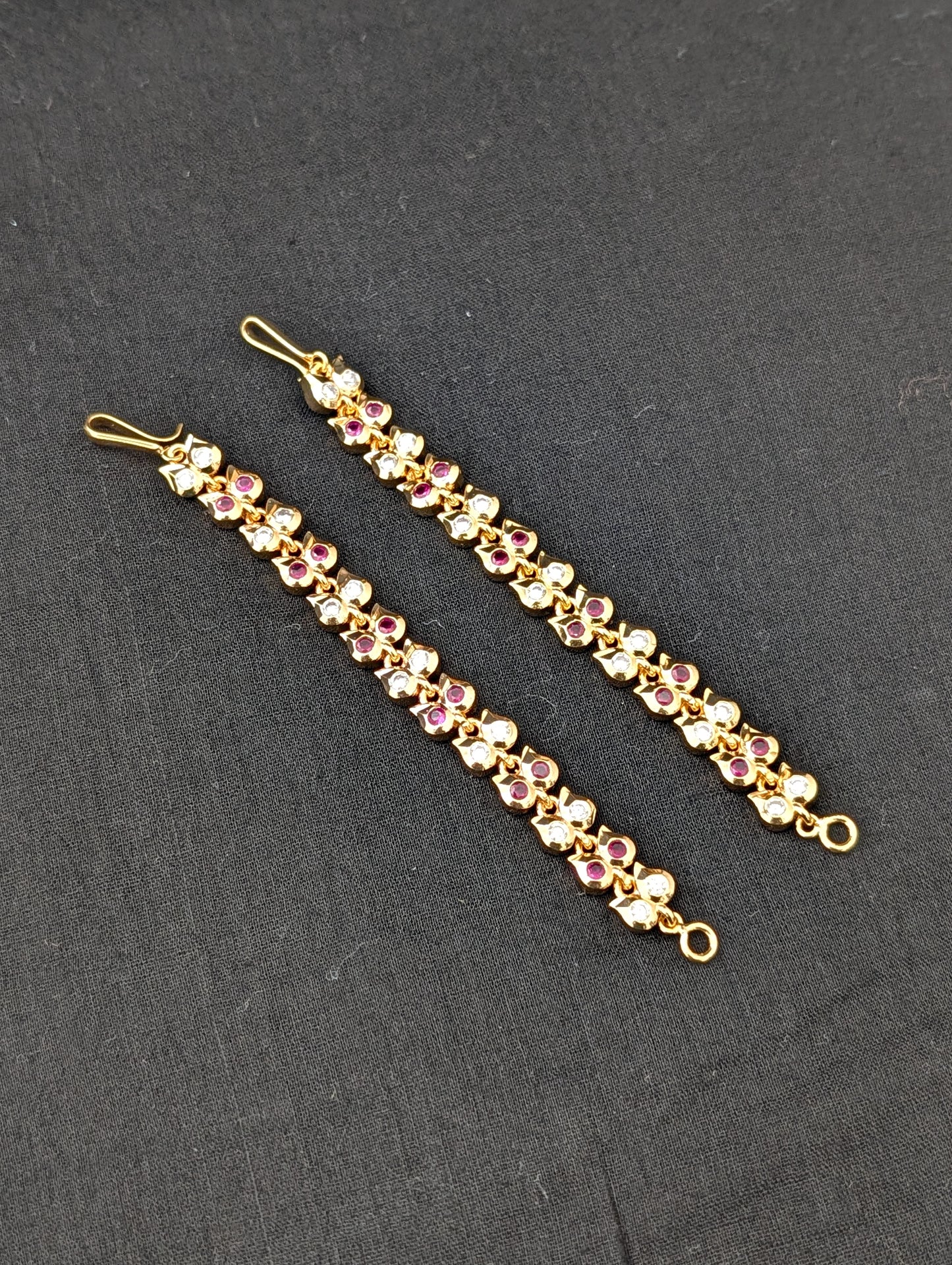 One gram gold plated CZ stone Mango earrings chain / Maatal