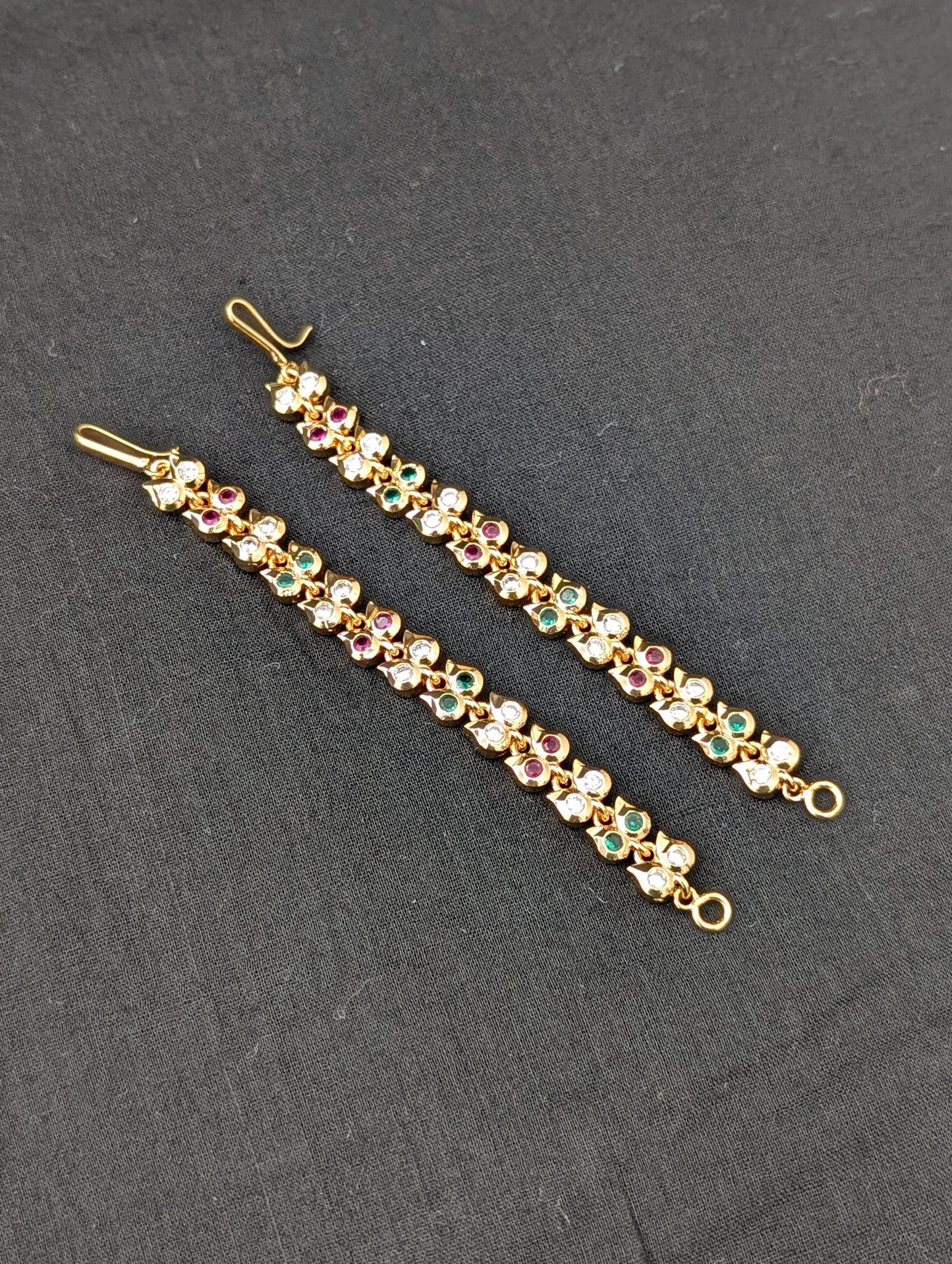 One gram gold plated CZ stone Mango earrings chain / Maatal