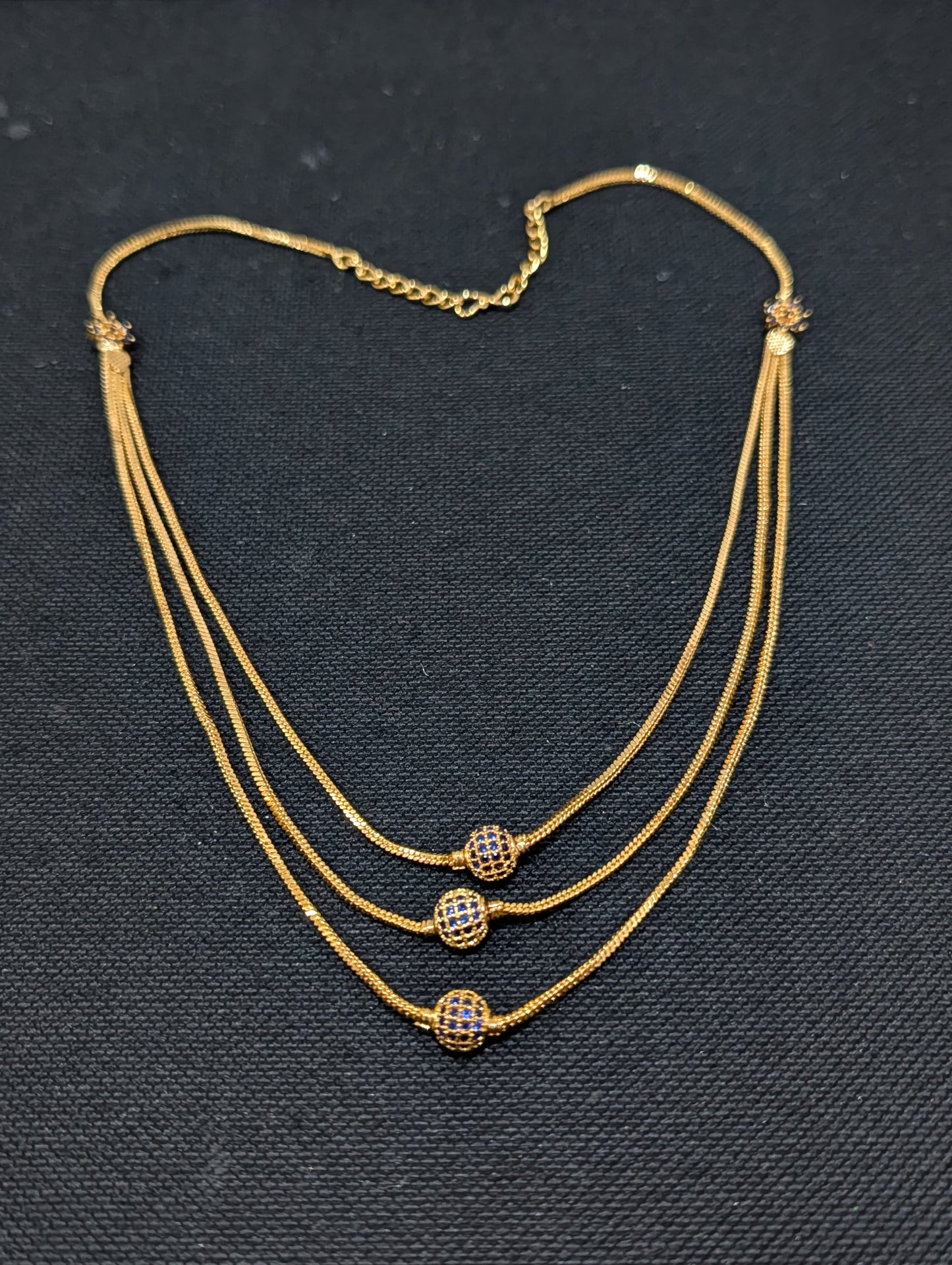 Micro gold plated CZ triple layer necklace