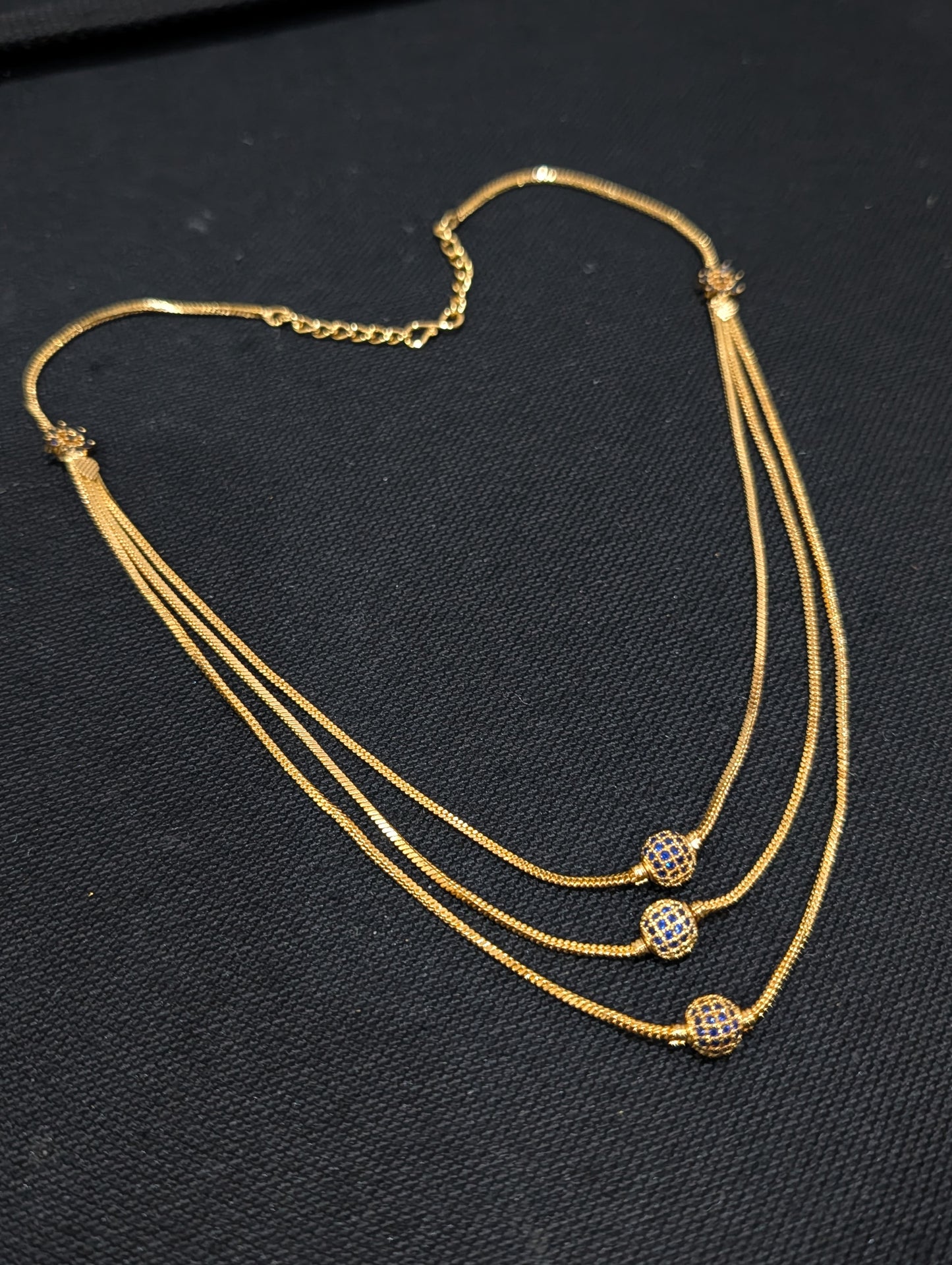 Micro gold plated CZ triple layer necklace