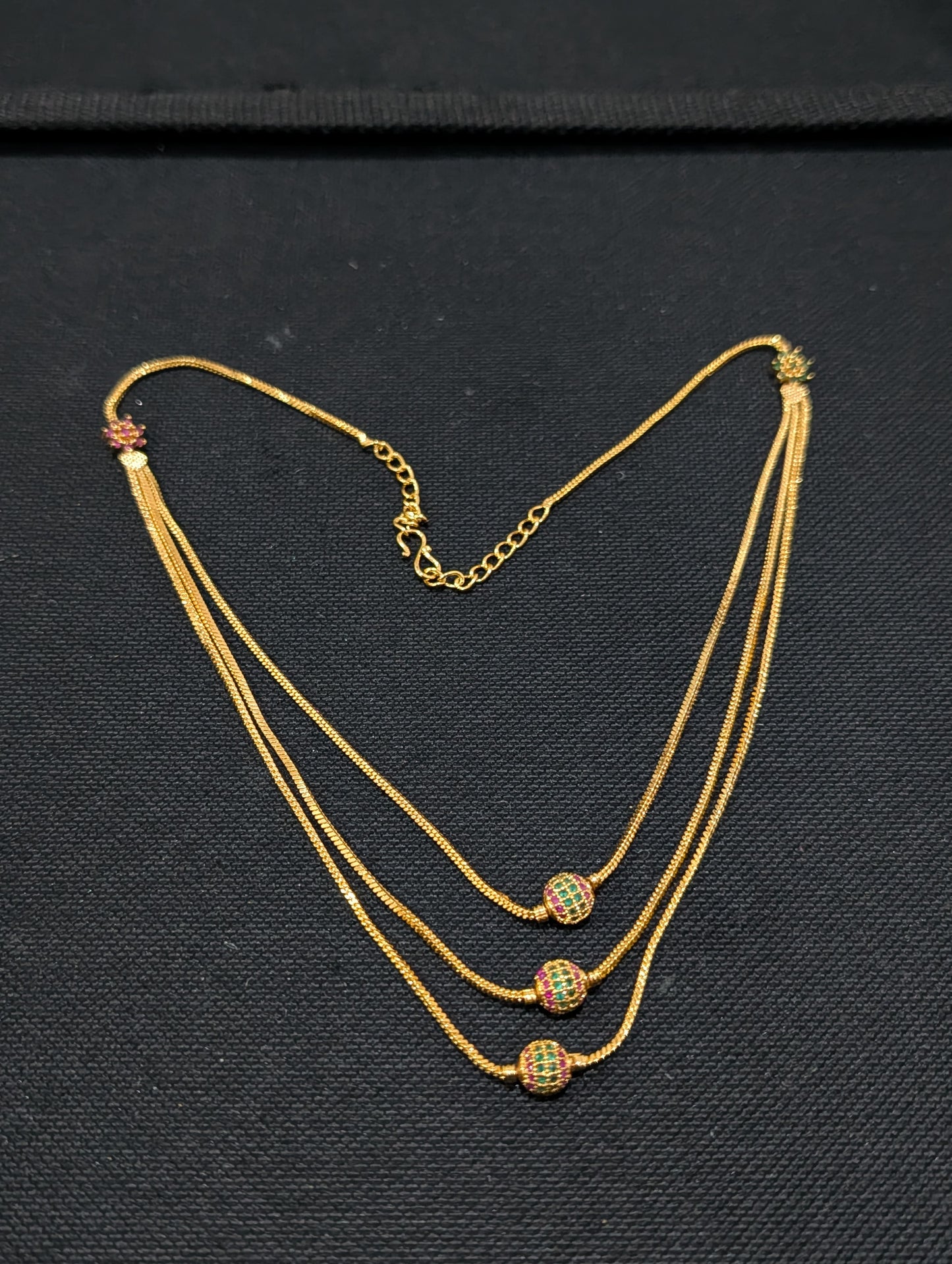Micro gold plated CZ triple layer necklace