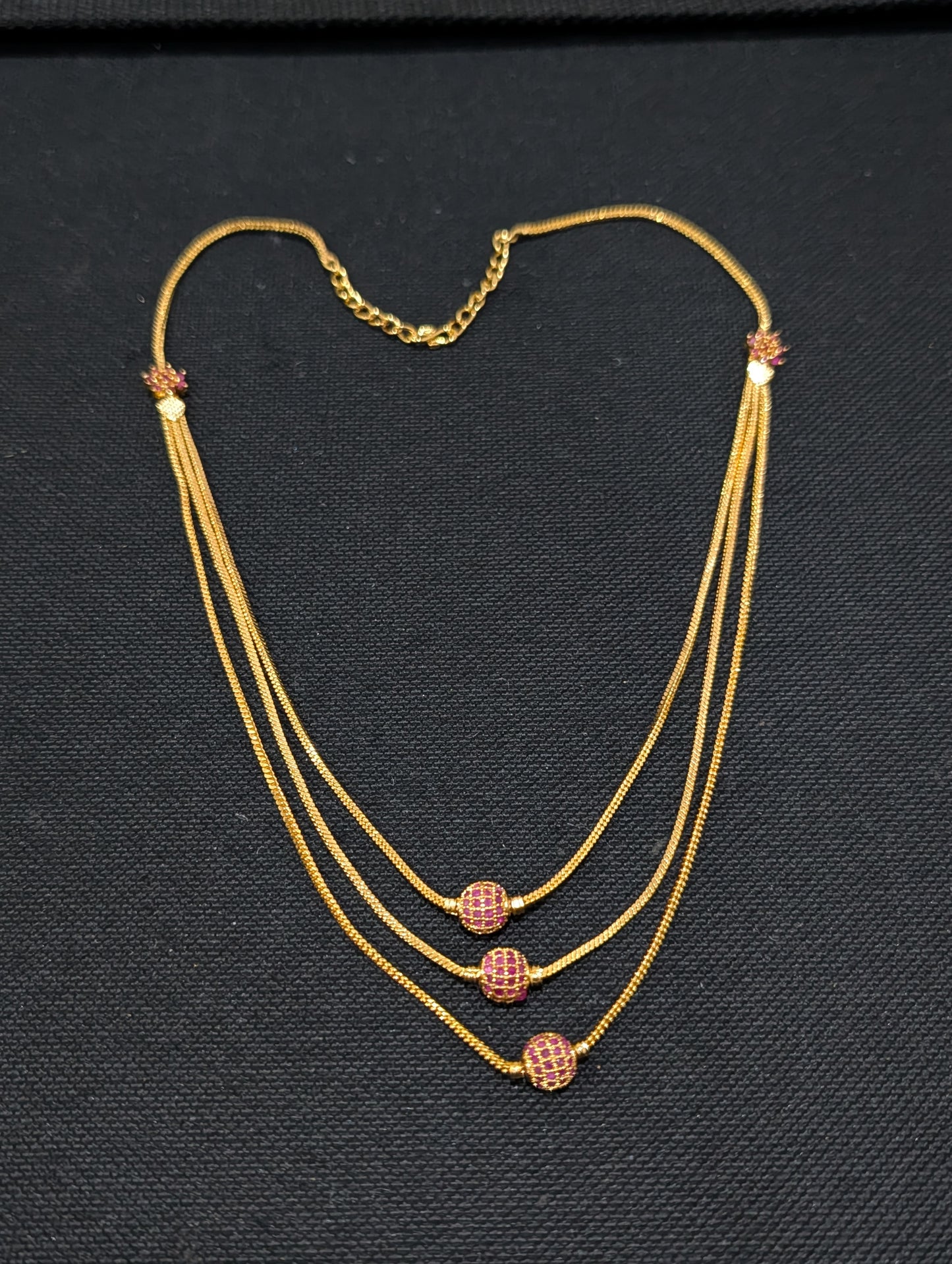 Micro gold plated CZ triple layer necklace