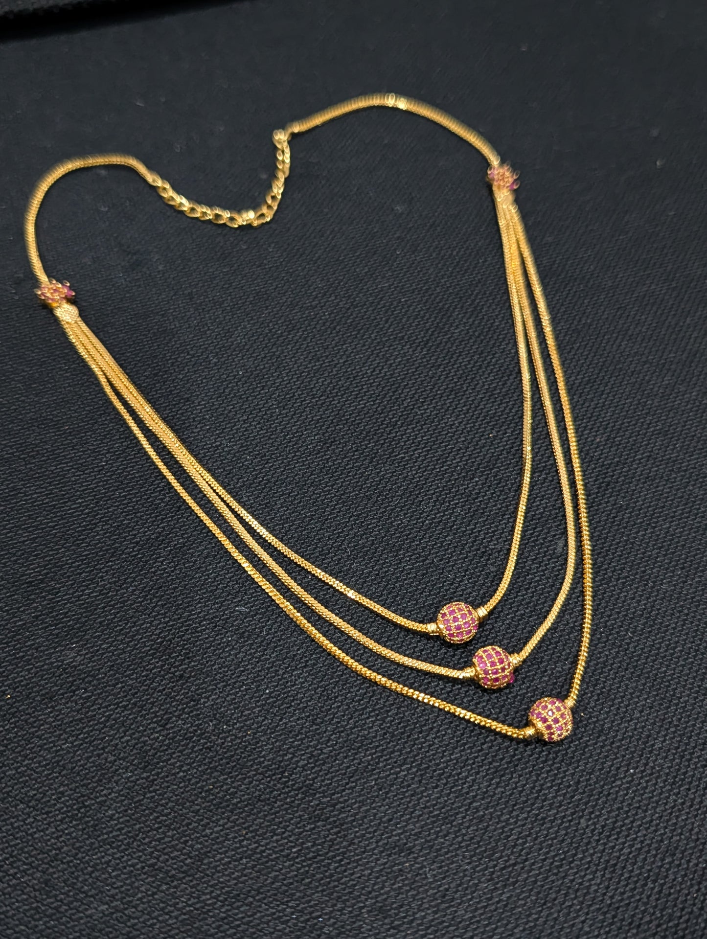 Micro gold plated CZ triple layer necklace