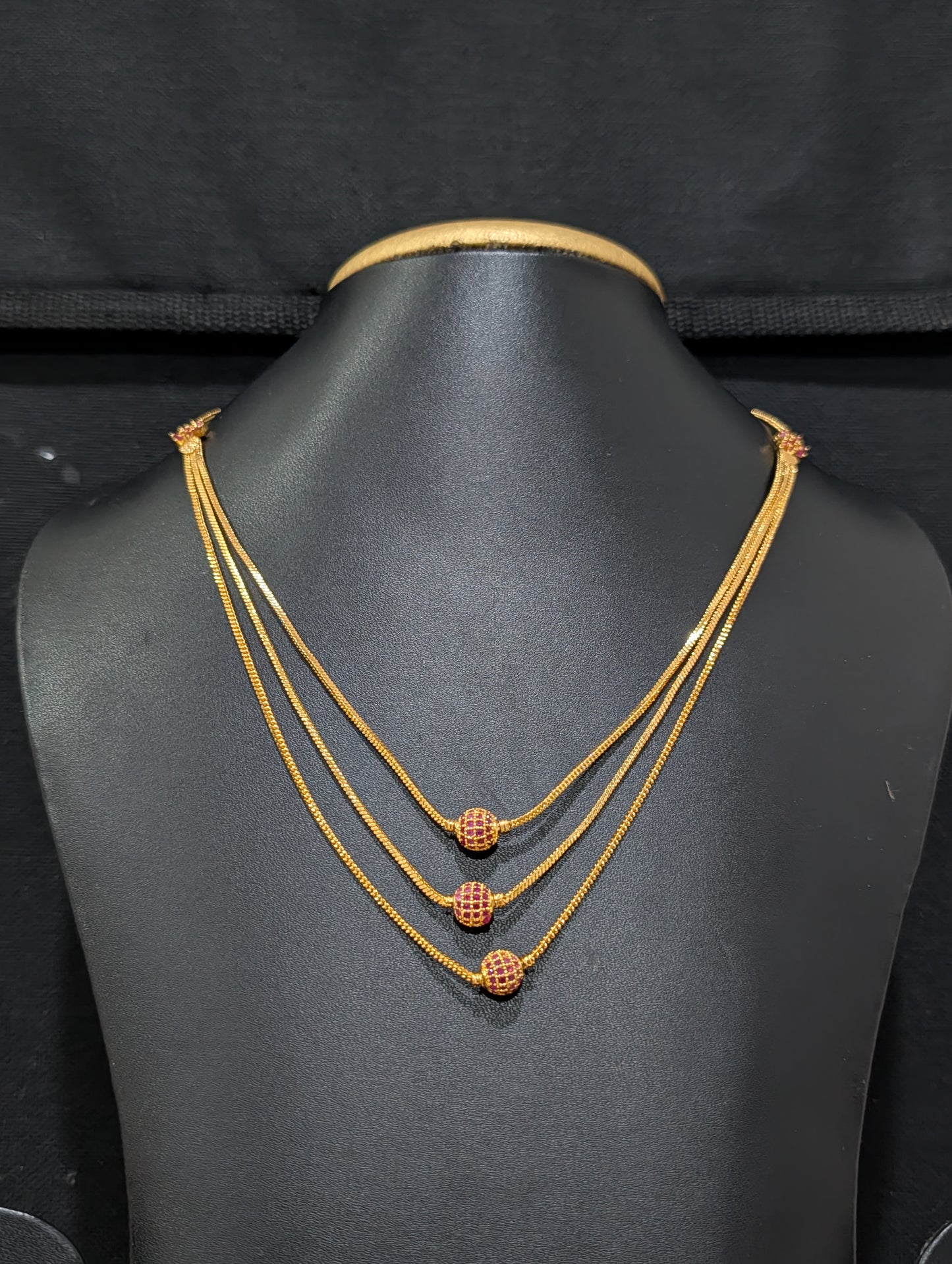 Micro gold plated CZ triple layer necklace