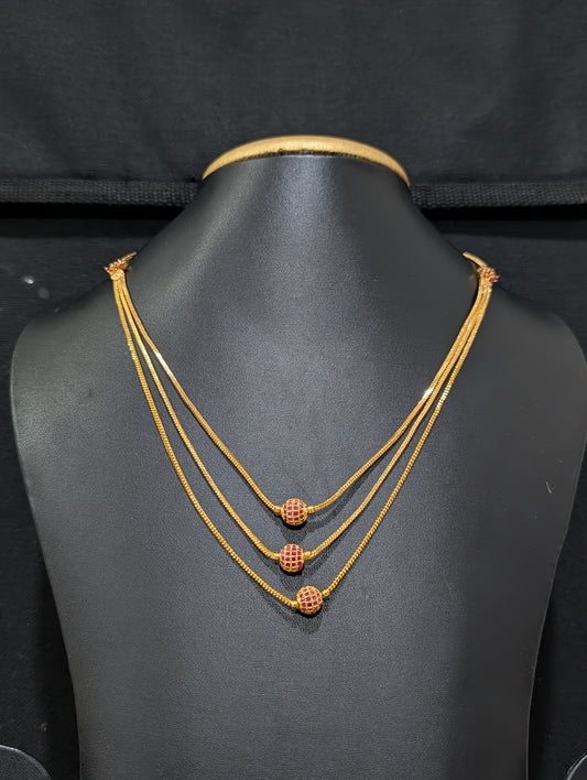 Micro gold plated CZ triple layer necklace