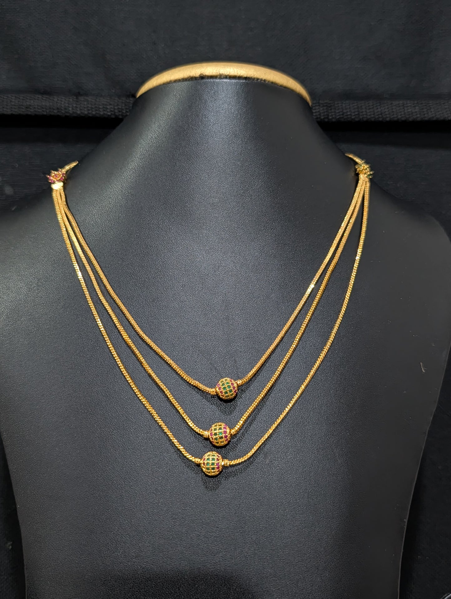 Micro gold plated CZ triple layer necklace