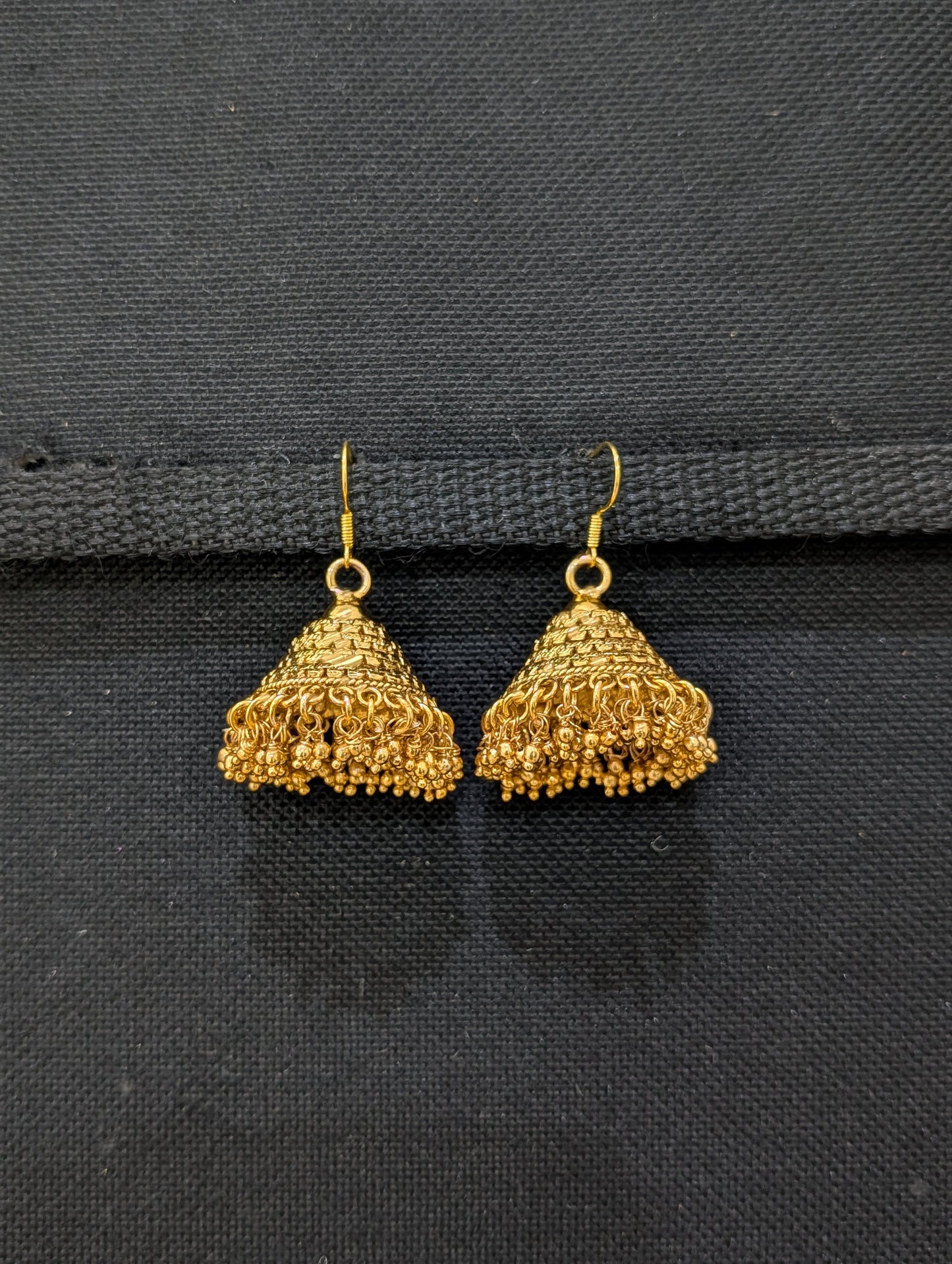 Gold plated hook drop Jhumka Earrings