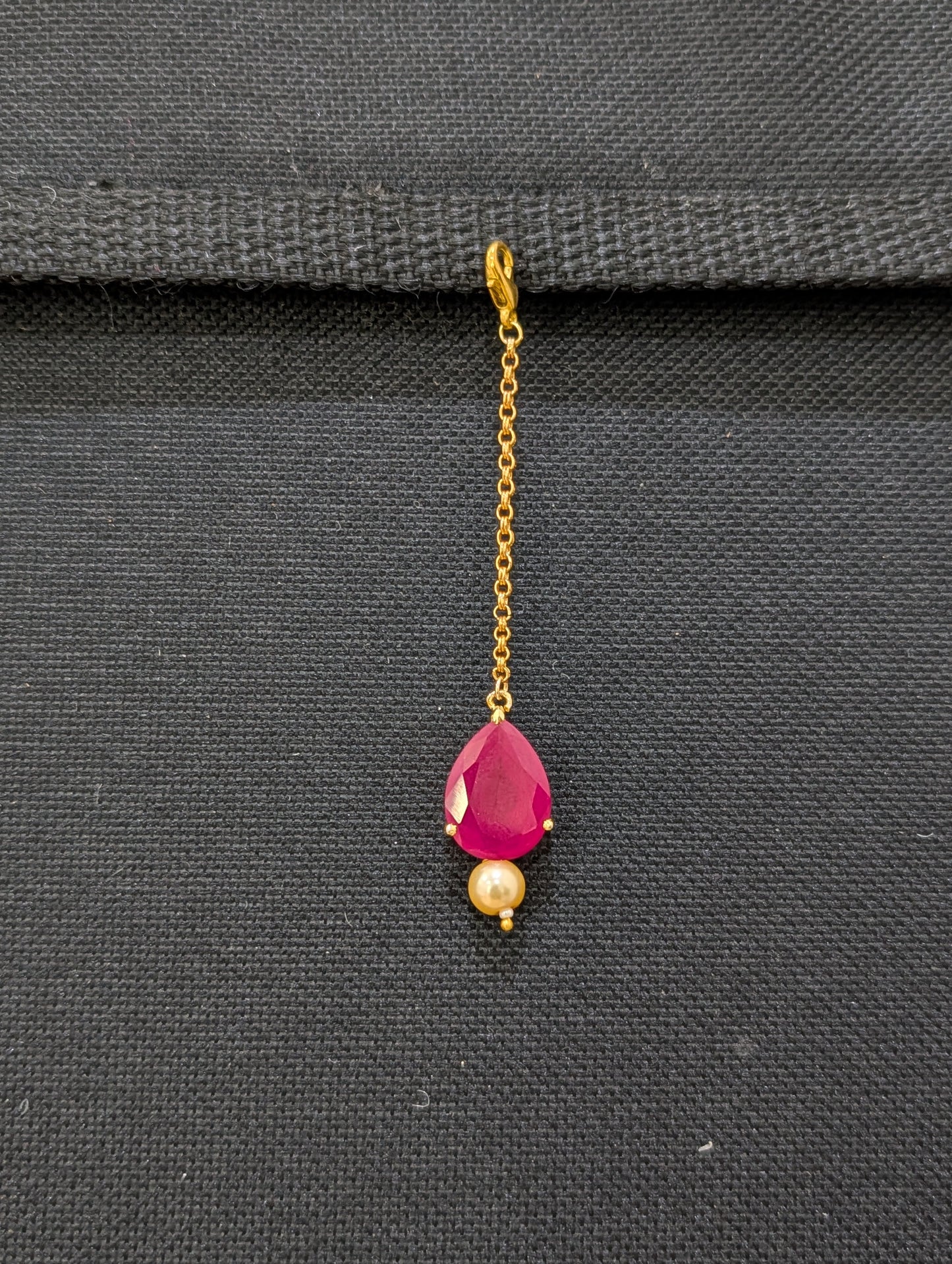 One gram gold Ruby CZ Teardrop Tikka