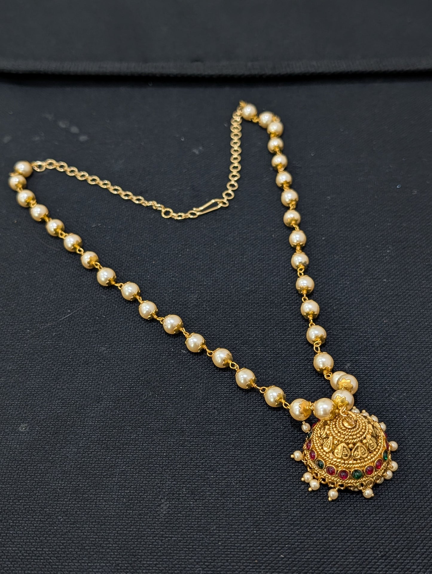 Gold plated Jhumka dangle Pearl chain Necklace