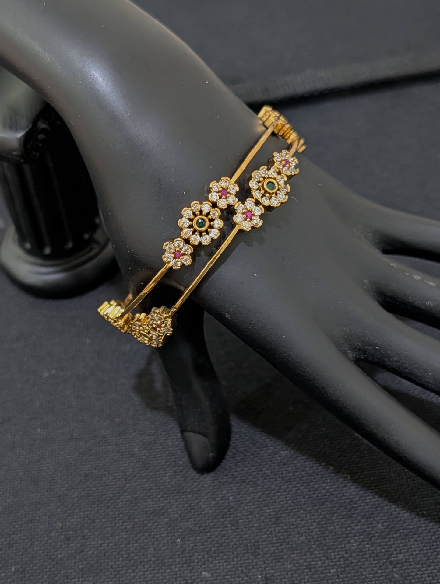 Antique dark gold plated CZ Traditional Bangles