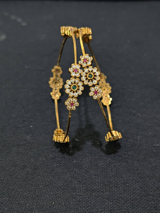 Antique dark gold plated CZ Traditional Bangles