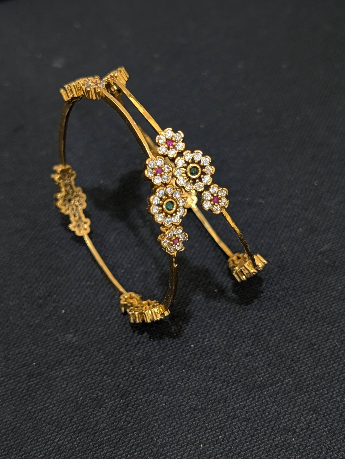 Antique dark gold plated CZ Traditional Bangles