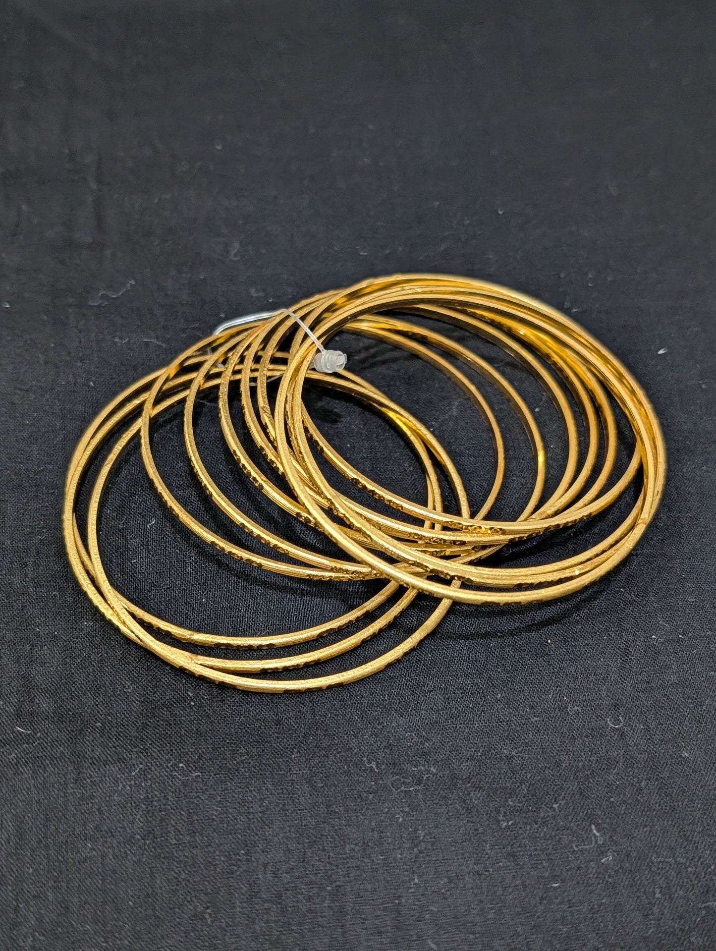 Bright gold plated Thin Bangles - 1 dozen - 2x8 size