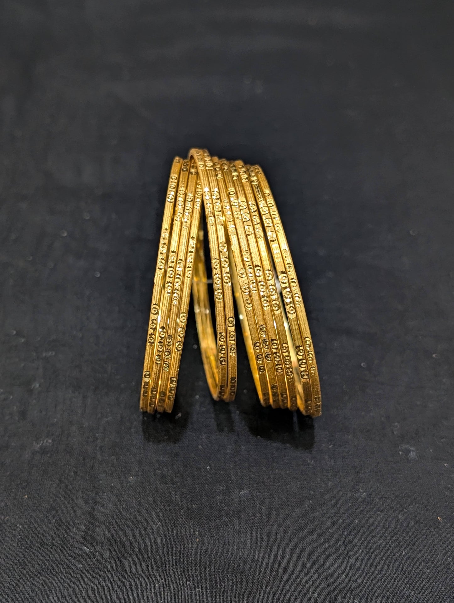 Bright gold plated Thin Bangles - 1 dozen - 2x8 size