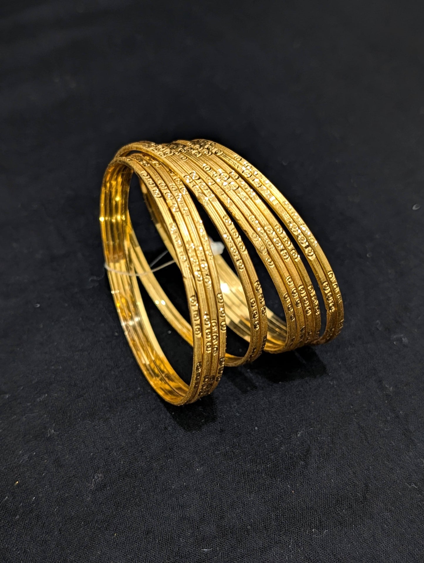 Bright gold plated Thin Bangles - 1 dozen - 2x8 size