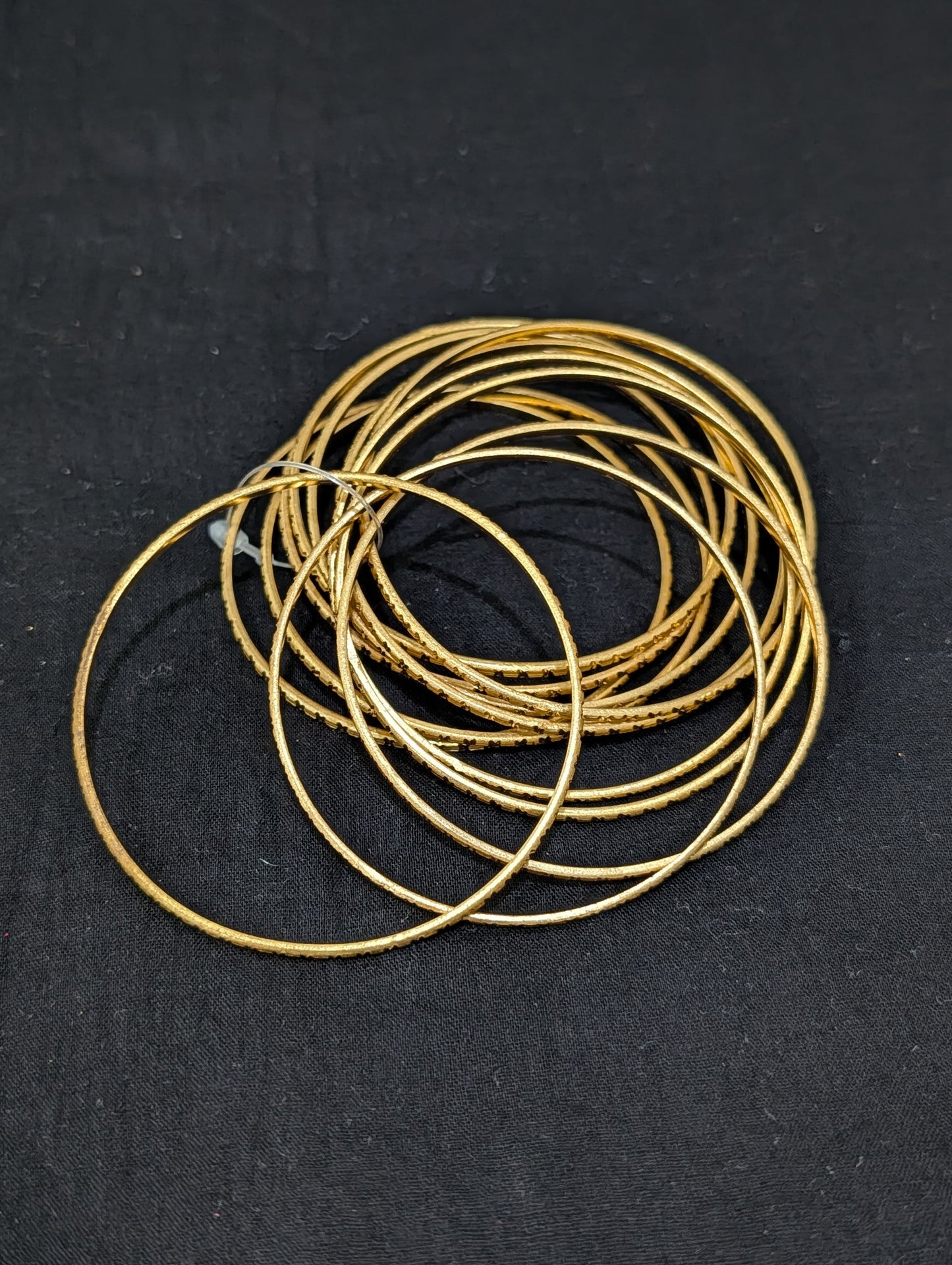 Bright gold plated Thin Bangles - 1 dozen - 2x8 size