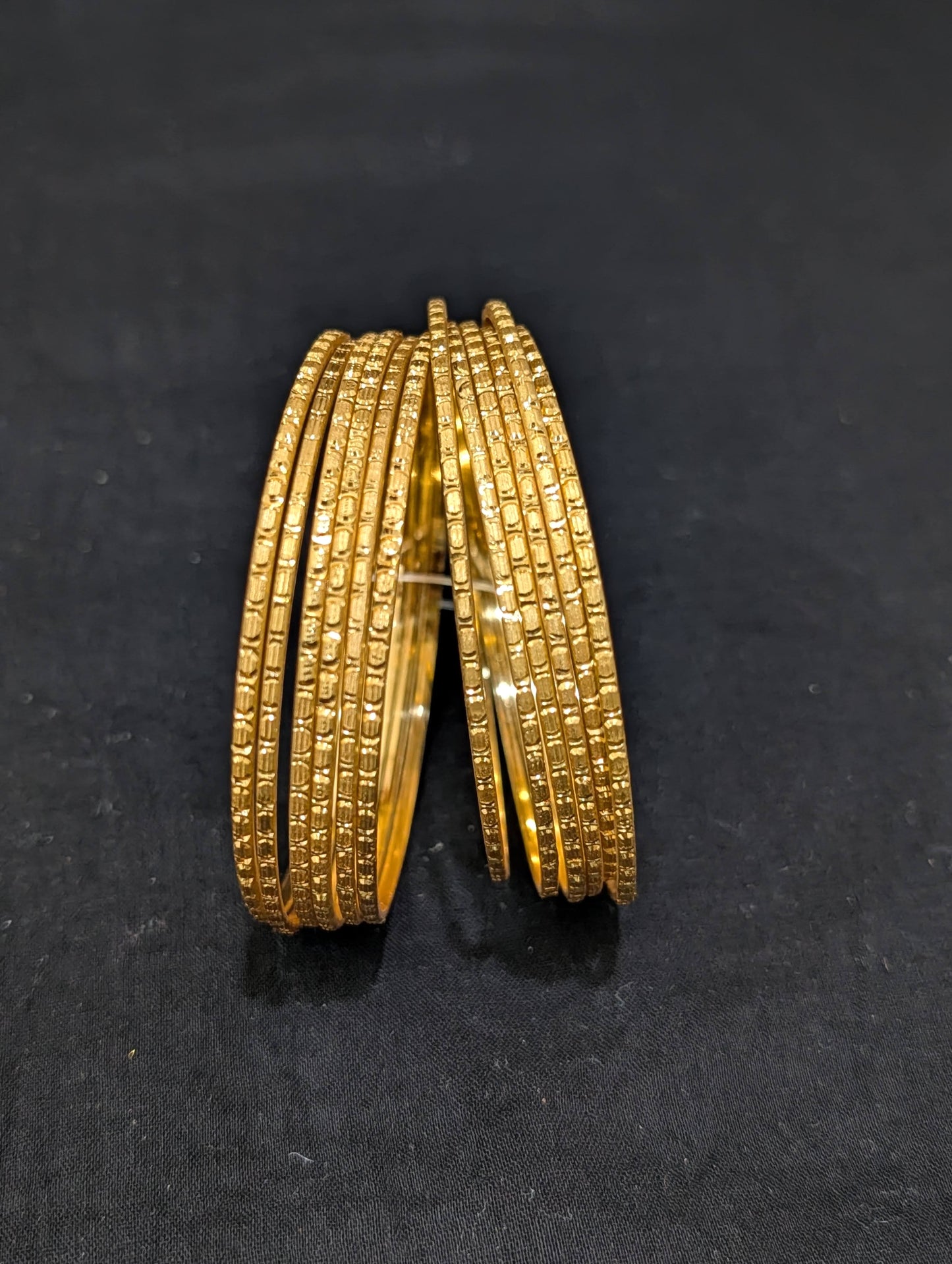 Bright gold plated Thin Bangles - 1 dozen - 2x8 size