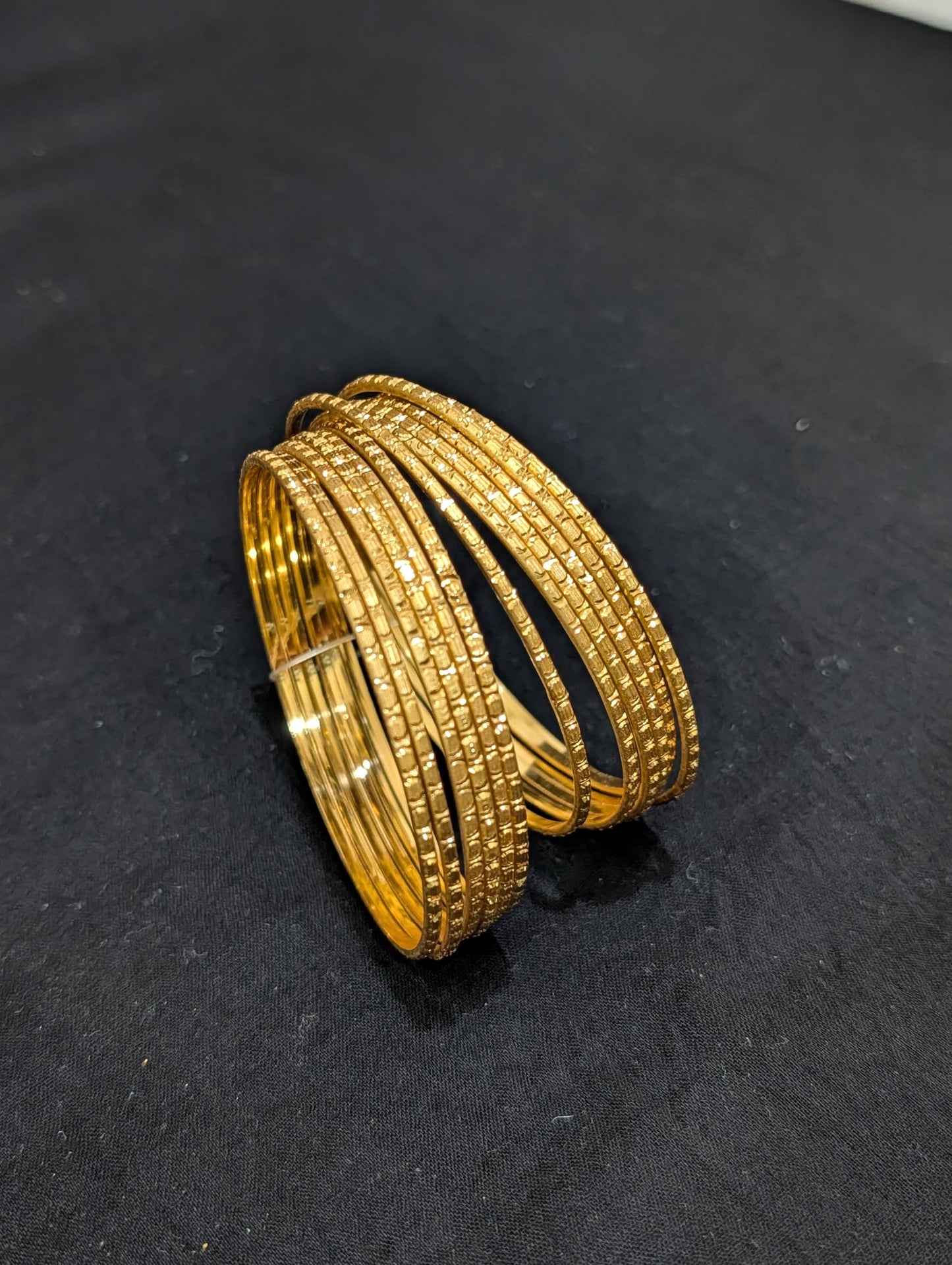 Bright gold plated Thin Bangles - 1 dozen - 2x8 size