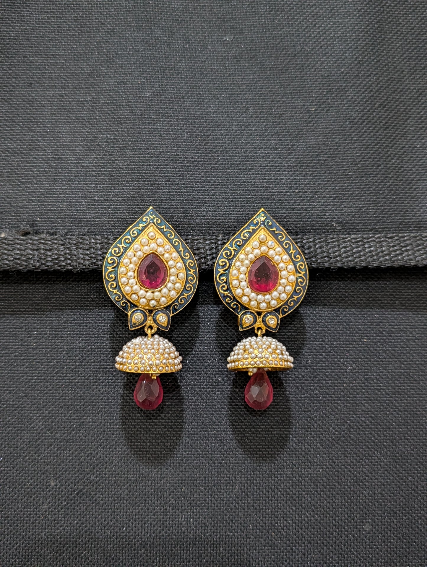 Teardrop Stud Small Pearl Jhumka Earrings