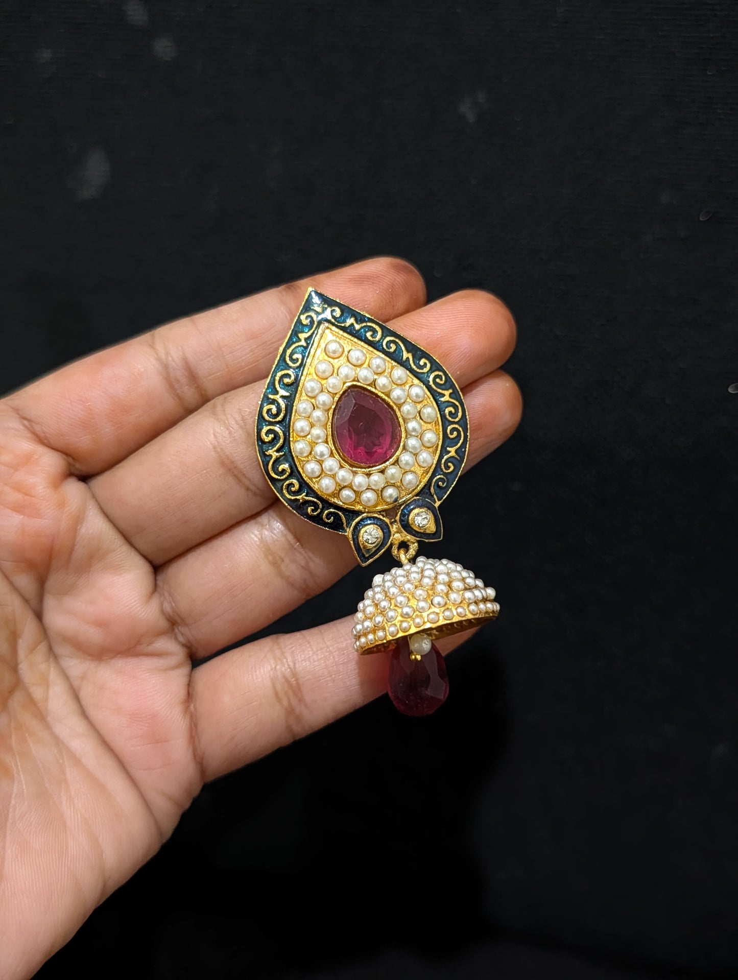 Teardrop Stud Small Pearl Jhumka Earrings