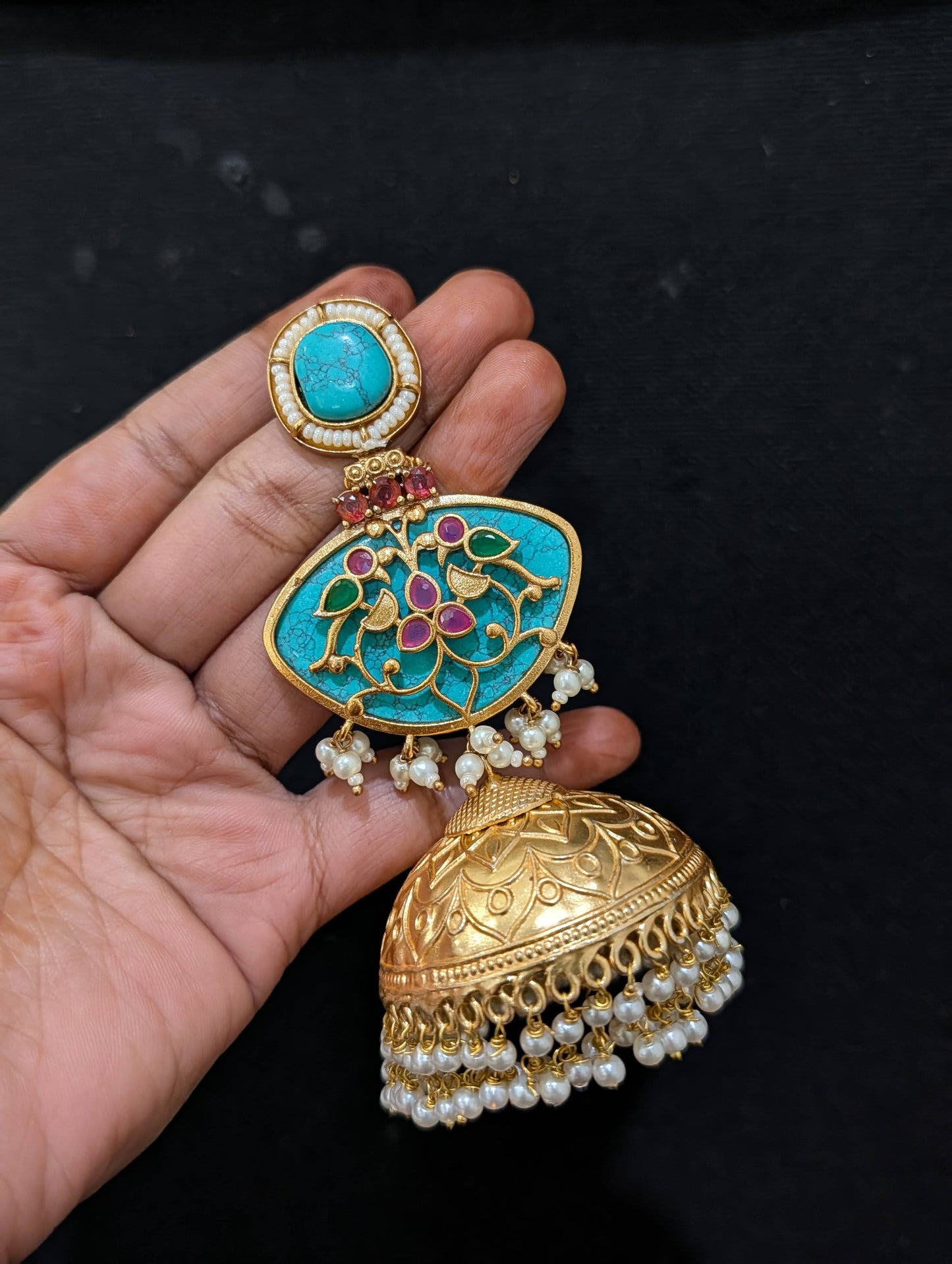 Unique XXL Size Colorful jhumka earrings