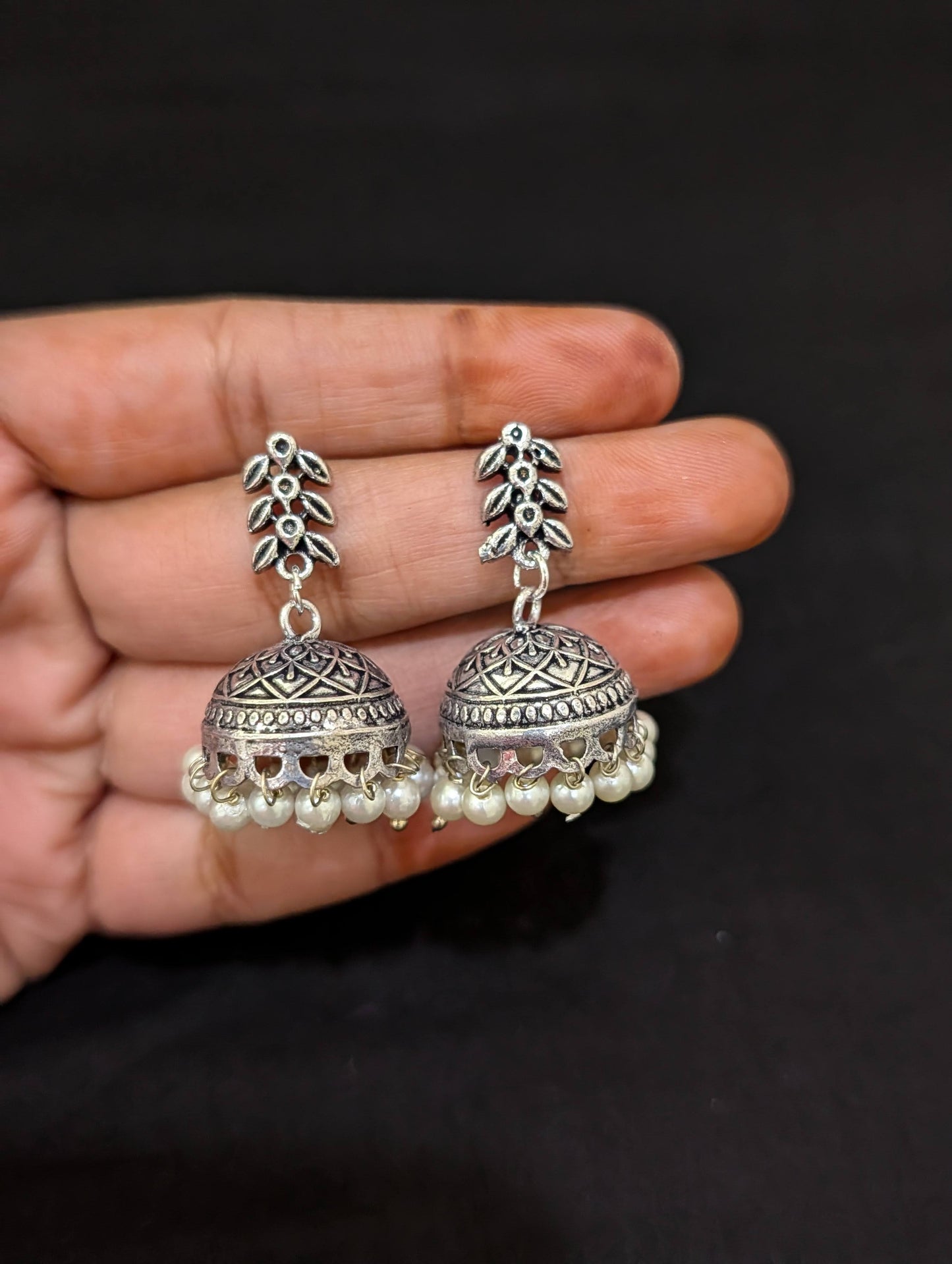 Oxidized Silver Peacock design necklace and earrings set