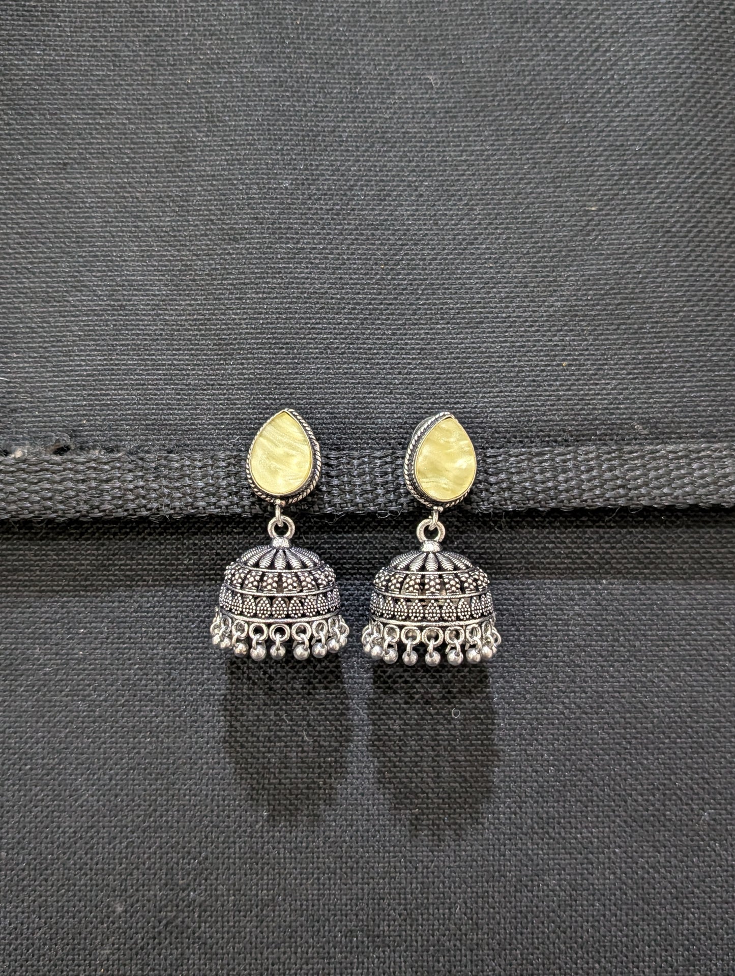 Oxidized silver Resin Jhumka earrings