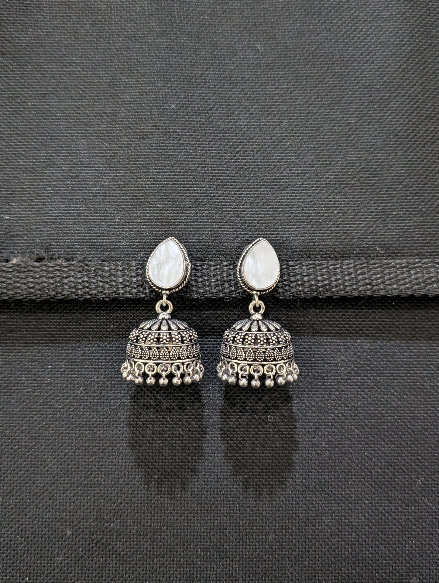 Oxidized silver Resin Jhumka earrings