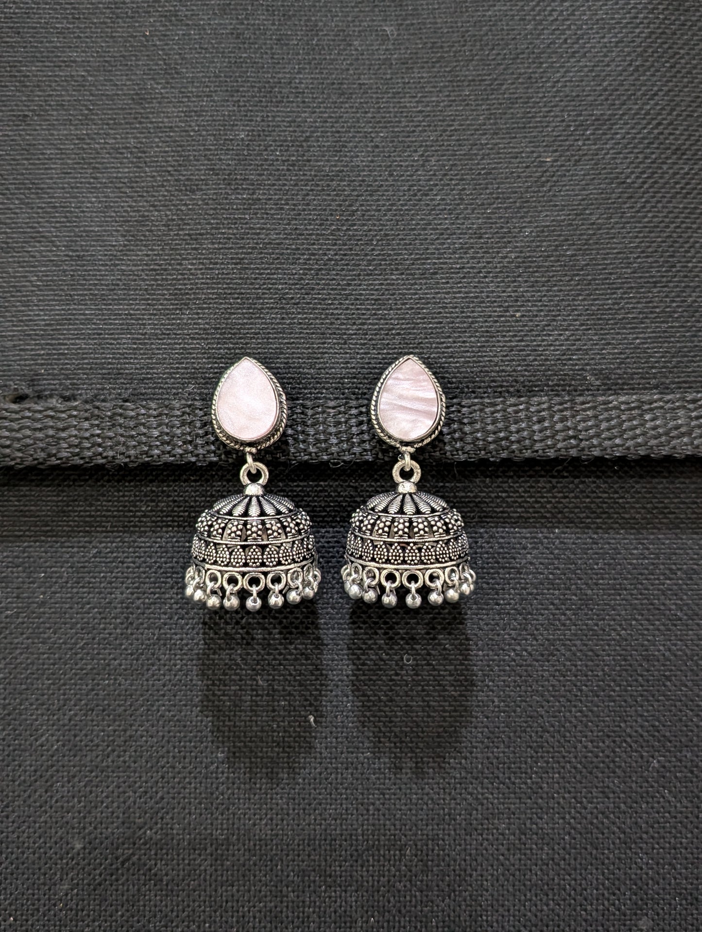 Oxidized silver Resin Jhumka earrings