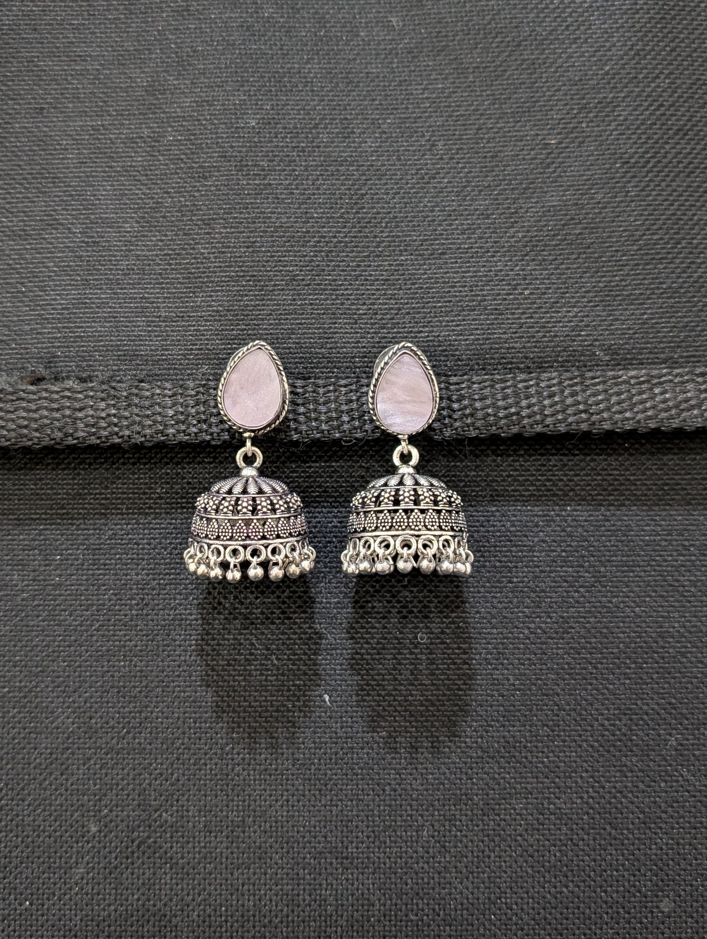 Oxidized silver Resin Jhumka earrings