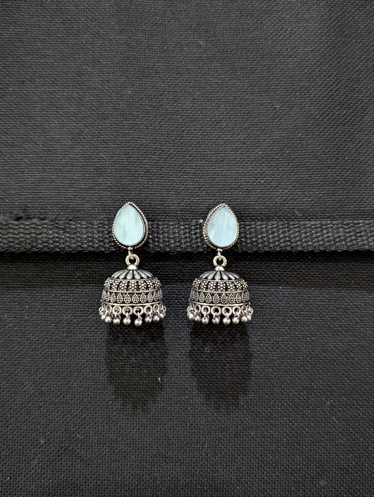 Oxidized silver Resin Jhumka earrings