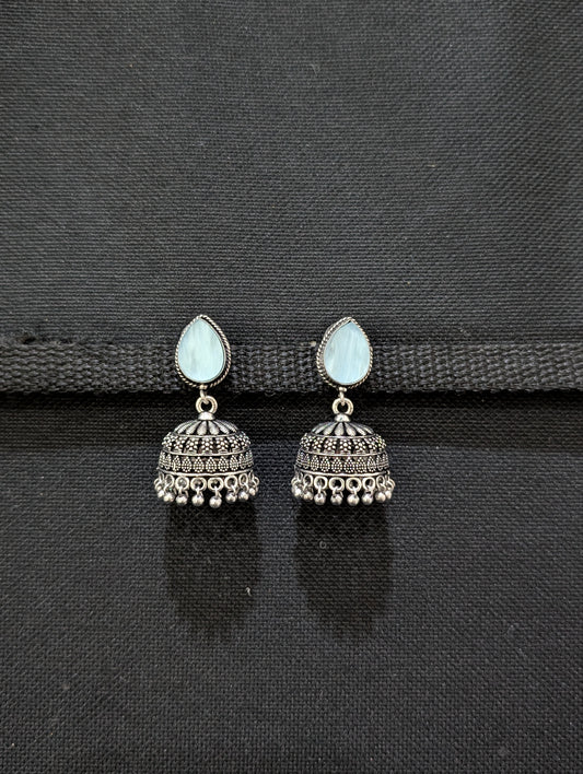 Oxidized silver Resin Jhumka earrings