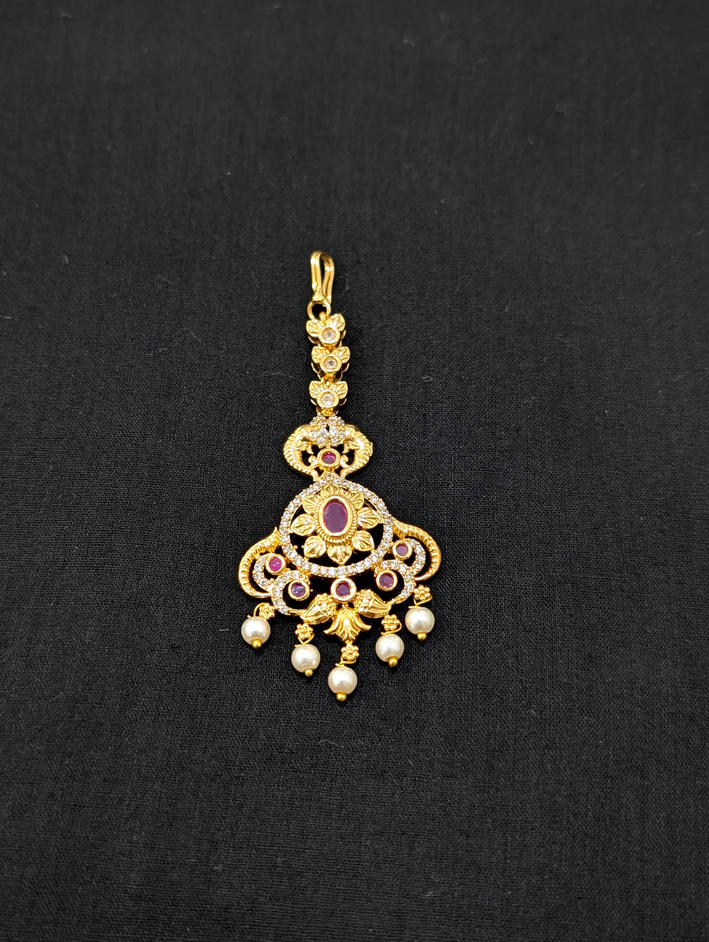 Micro gold plated CZ Flower Maang Tikka