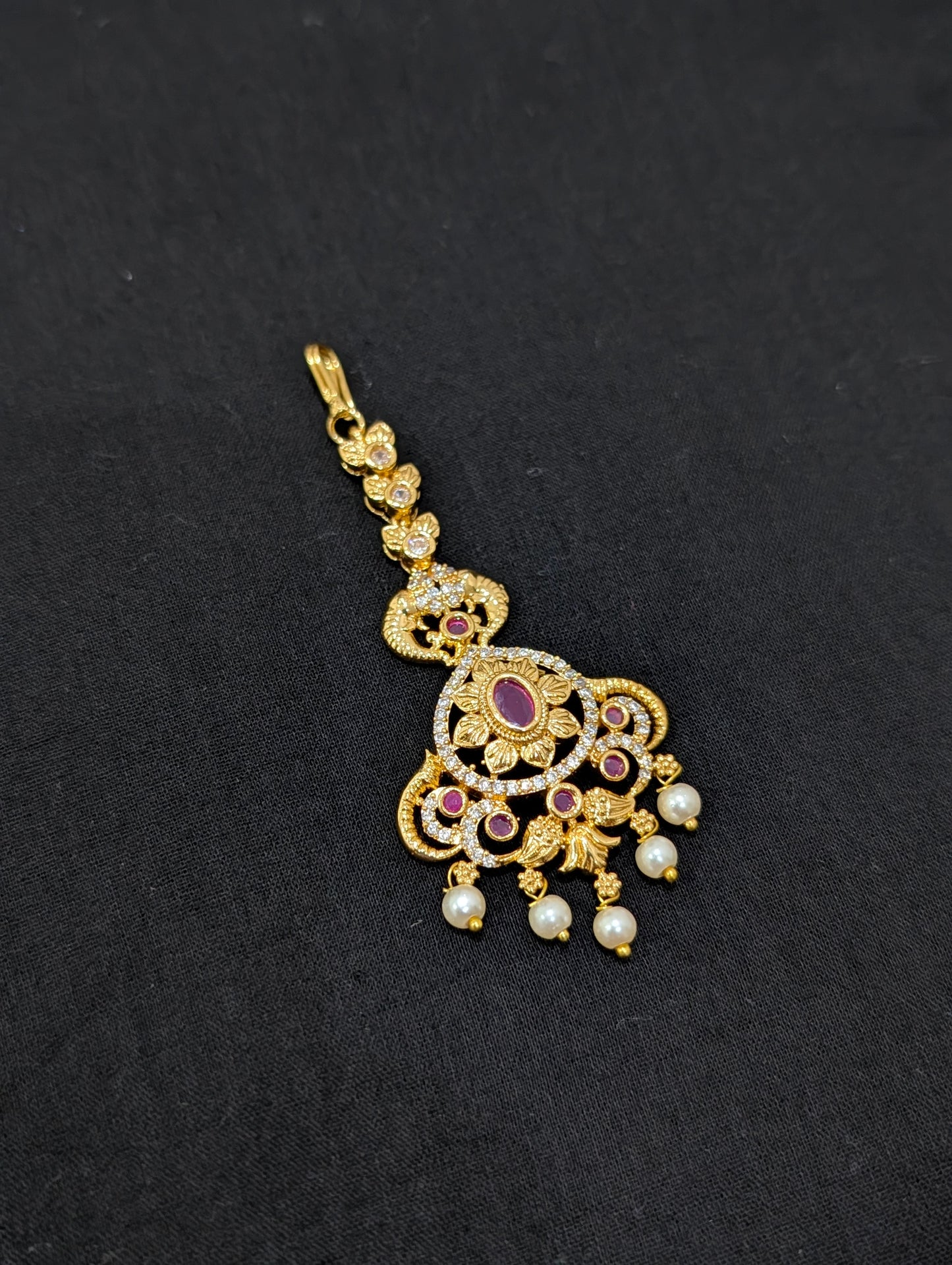 Micro gold plated CZ Flower Maang Tikka
