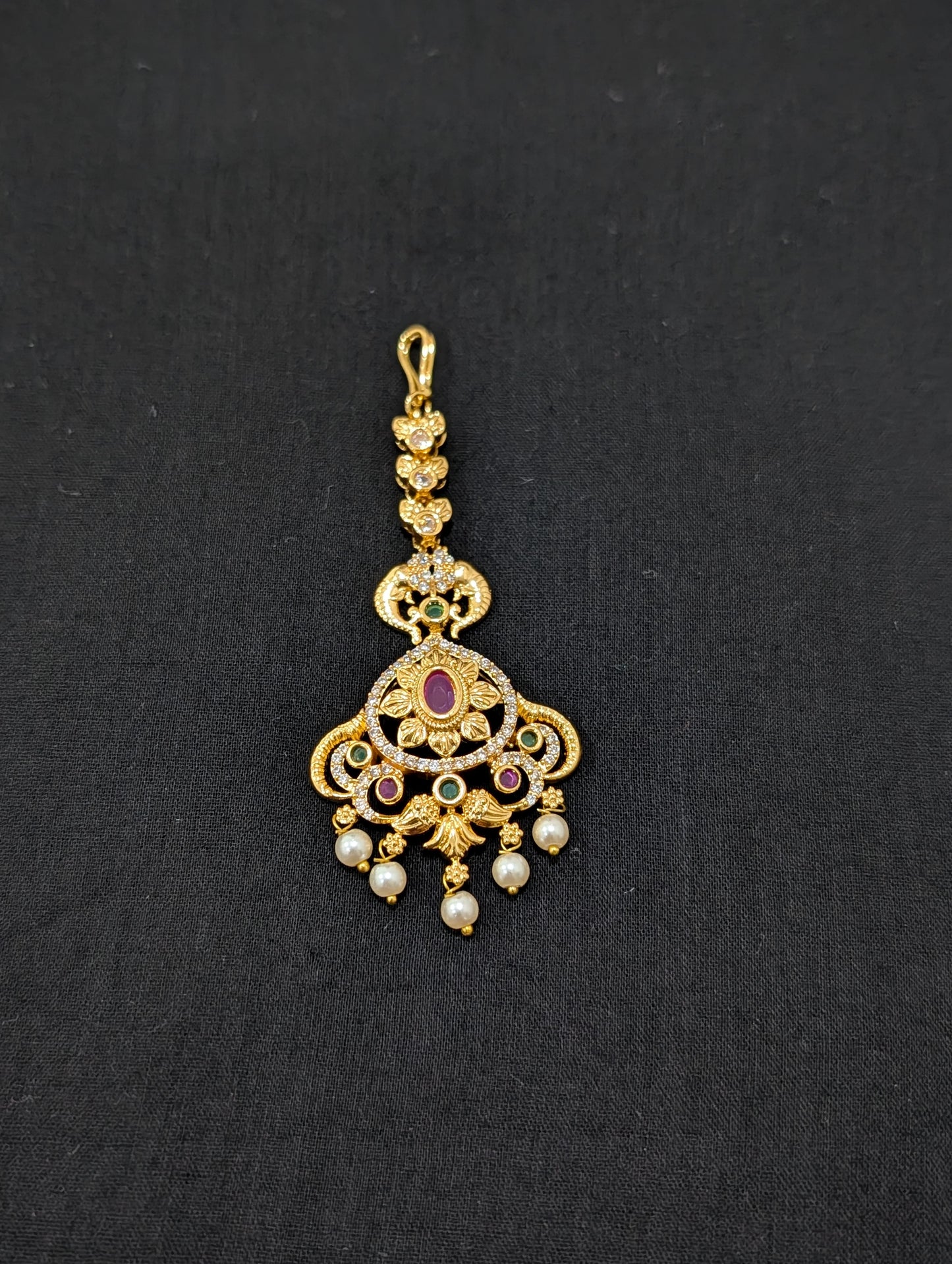 Micro gold plated CZ Flower Maang Tikka
