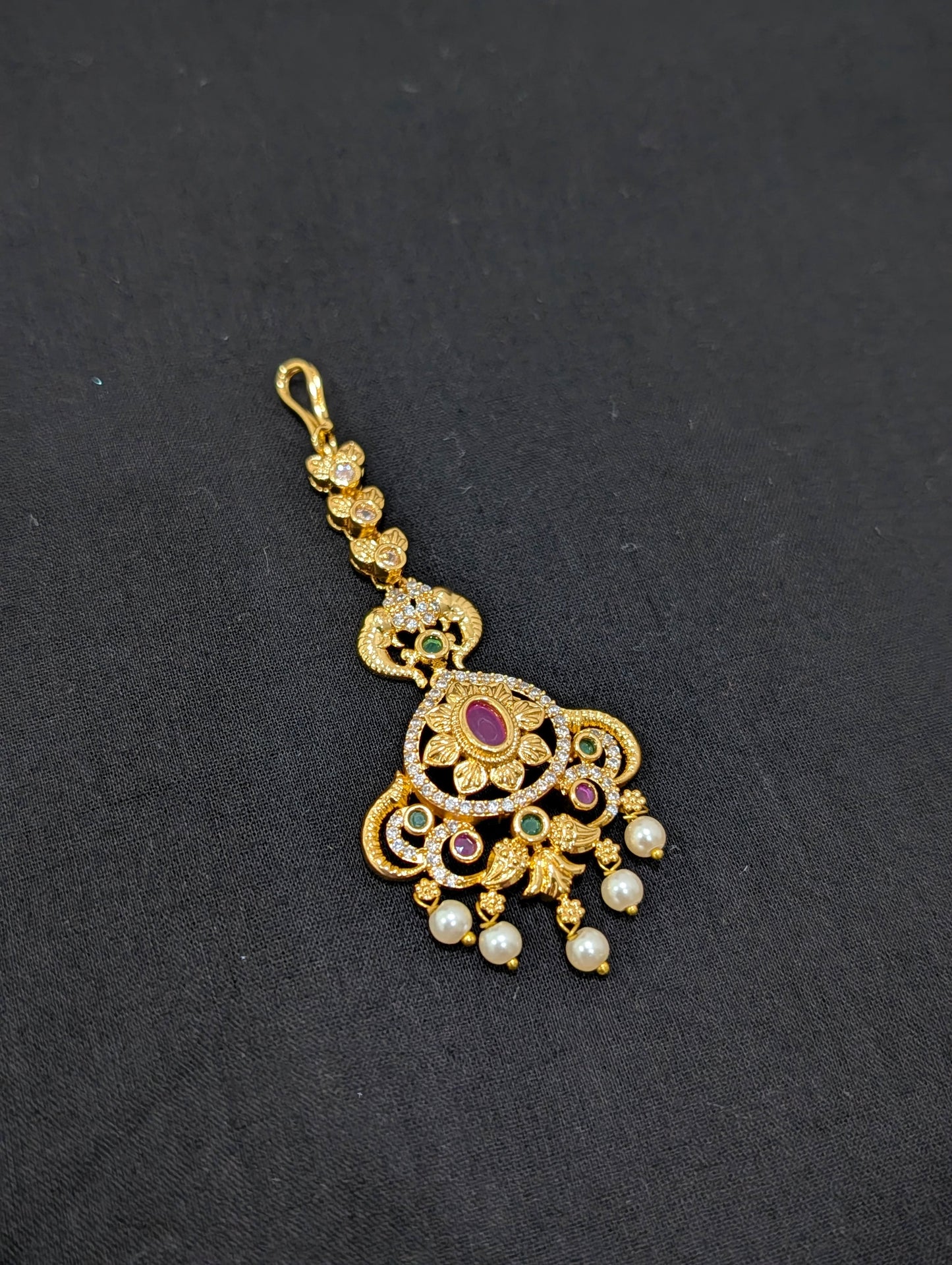 Micro gold plated CZ Flower Maang Tikka