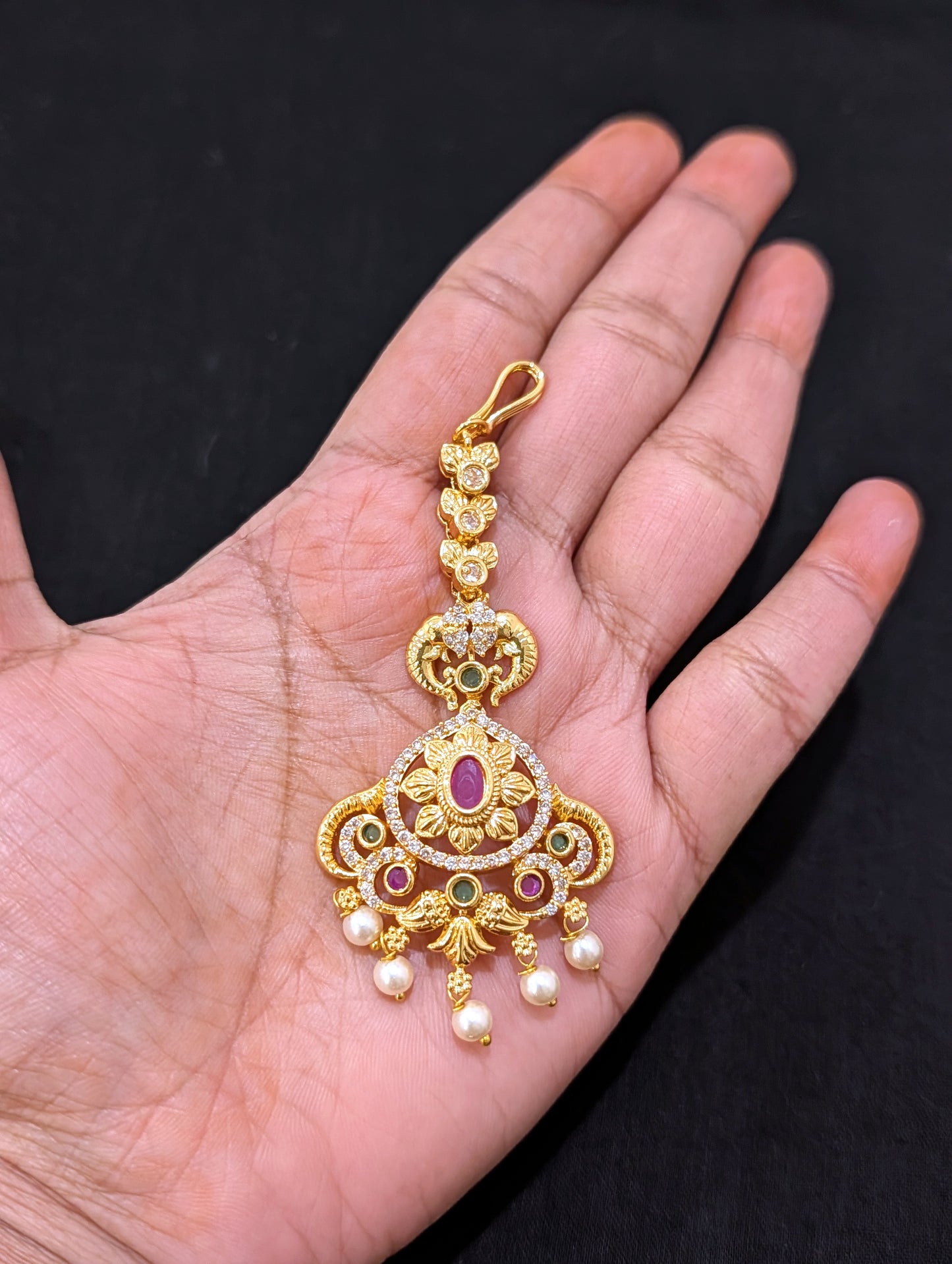 Micro gold plated CZ Flower Maang Tikka
