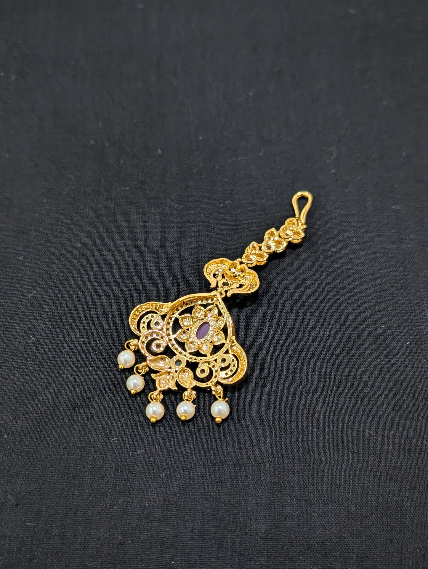 Micro gold plated CZ Flower Maang Tikka