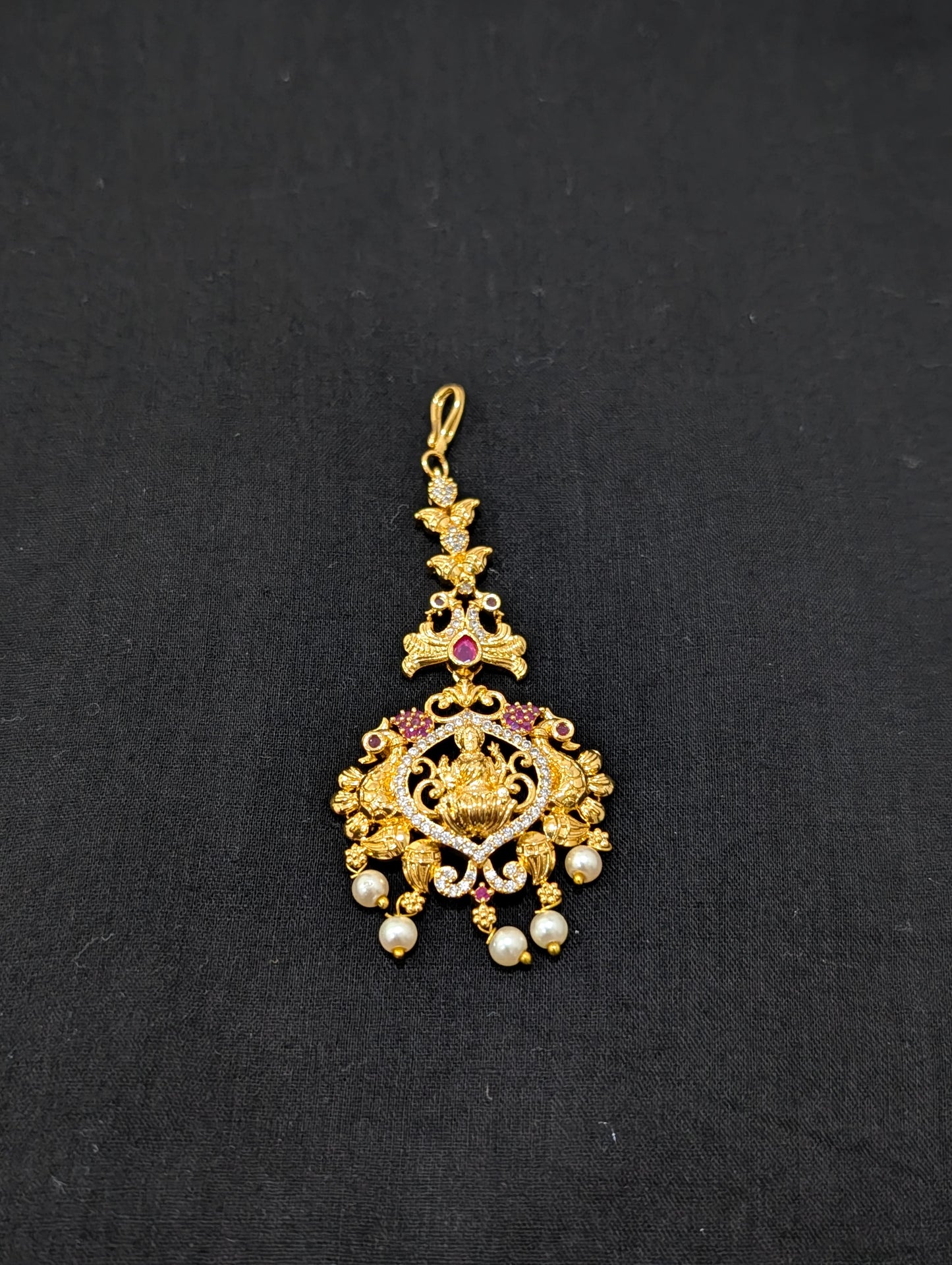 Micro gold plated CZ Goddess Lakshmi Maang Tikka