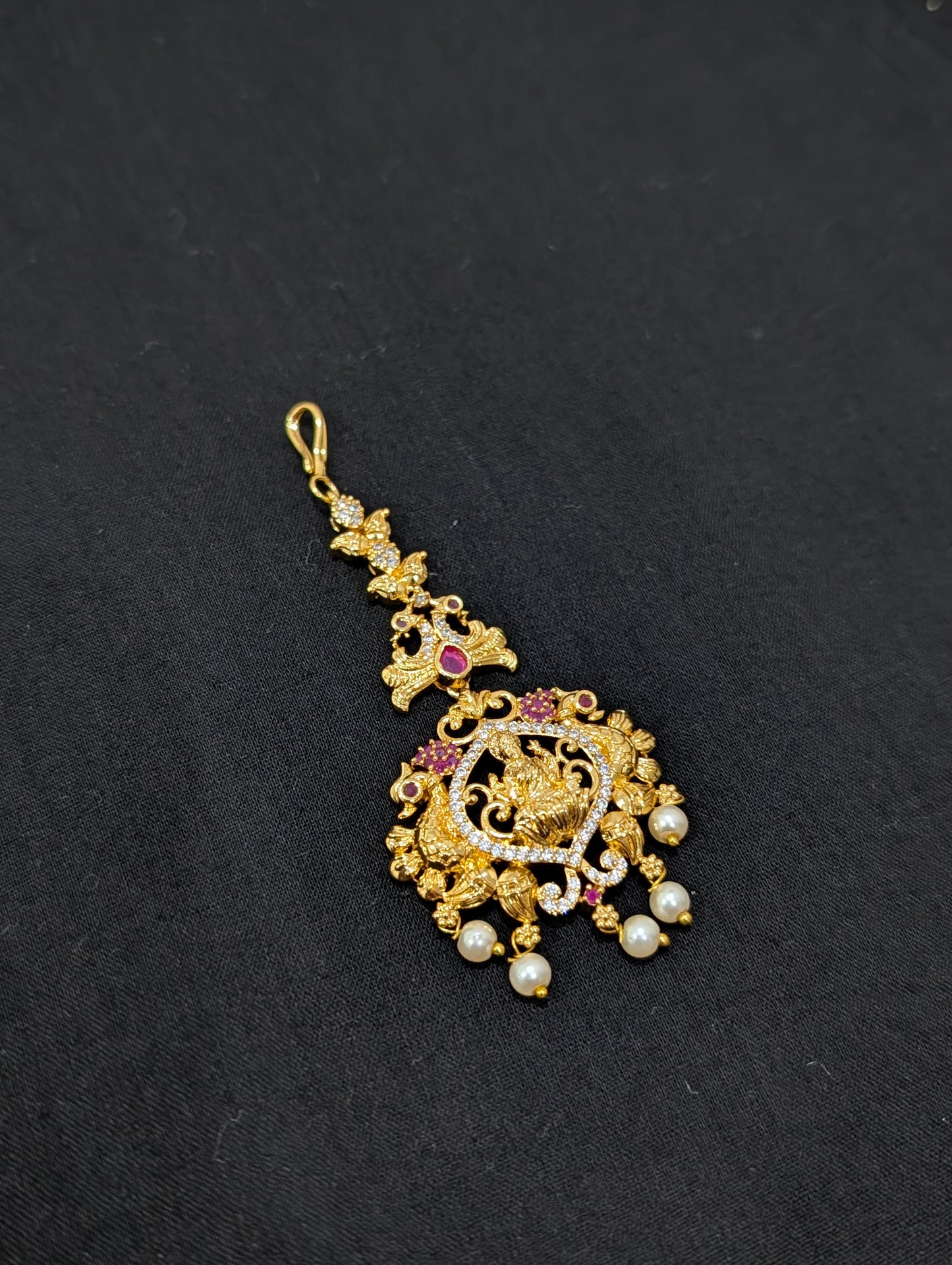 Micro gold plated CZ Goddess Lakshmi Maang Tikka