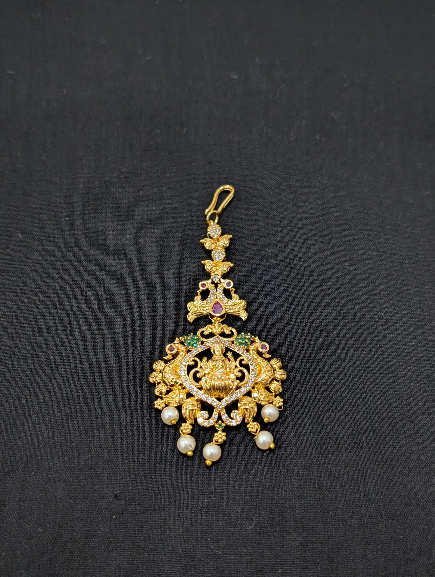 Micro gold plated CZ Goddess Lakshmi Maang Tikka