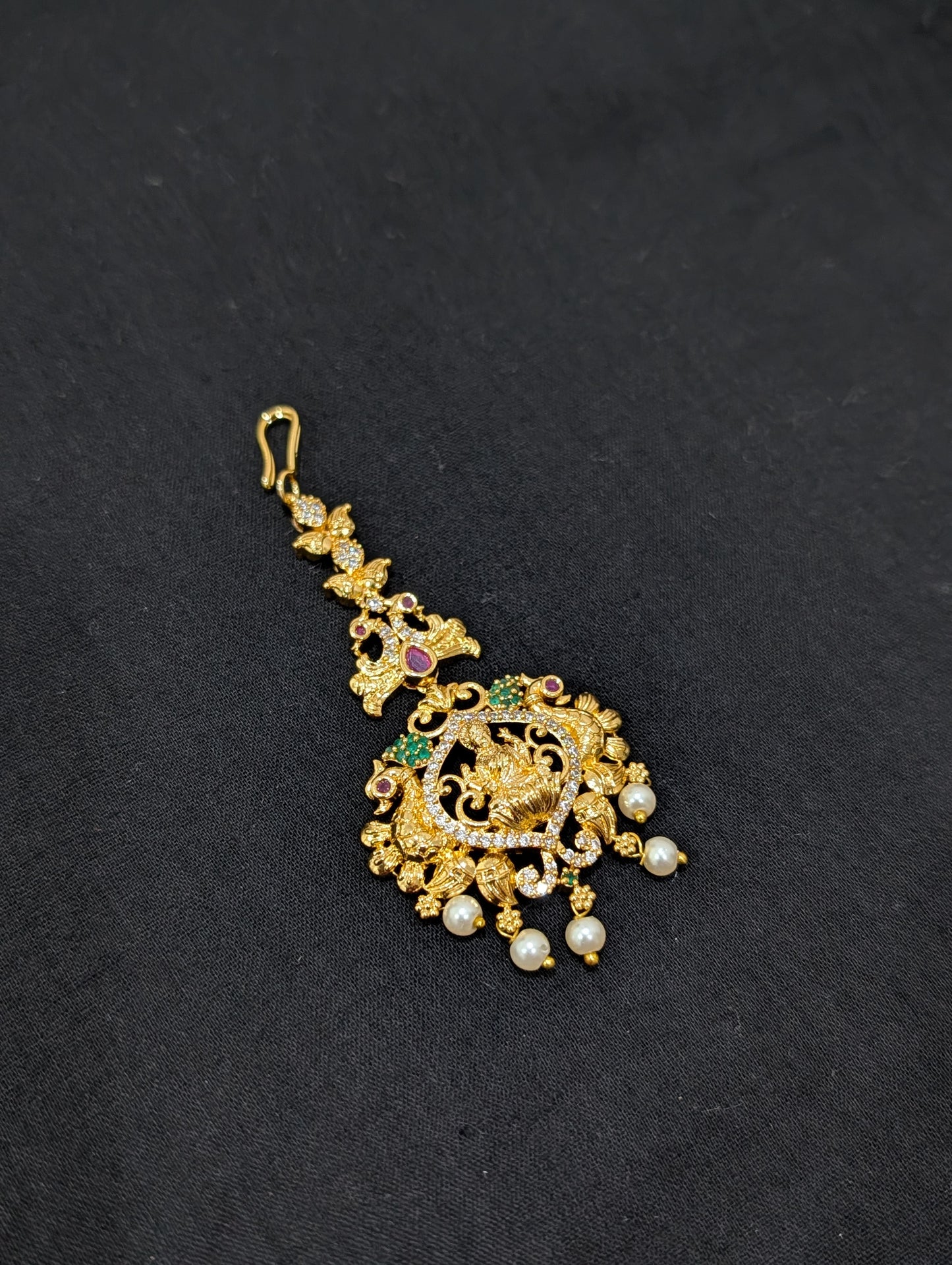 Micro gold plated CZ Goddess Lakshmi Maang Tikka