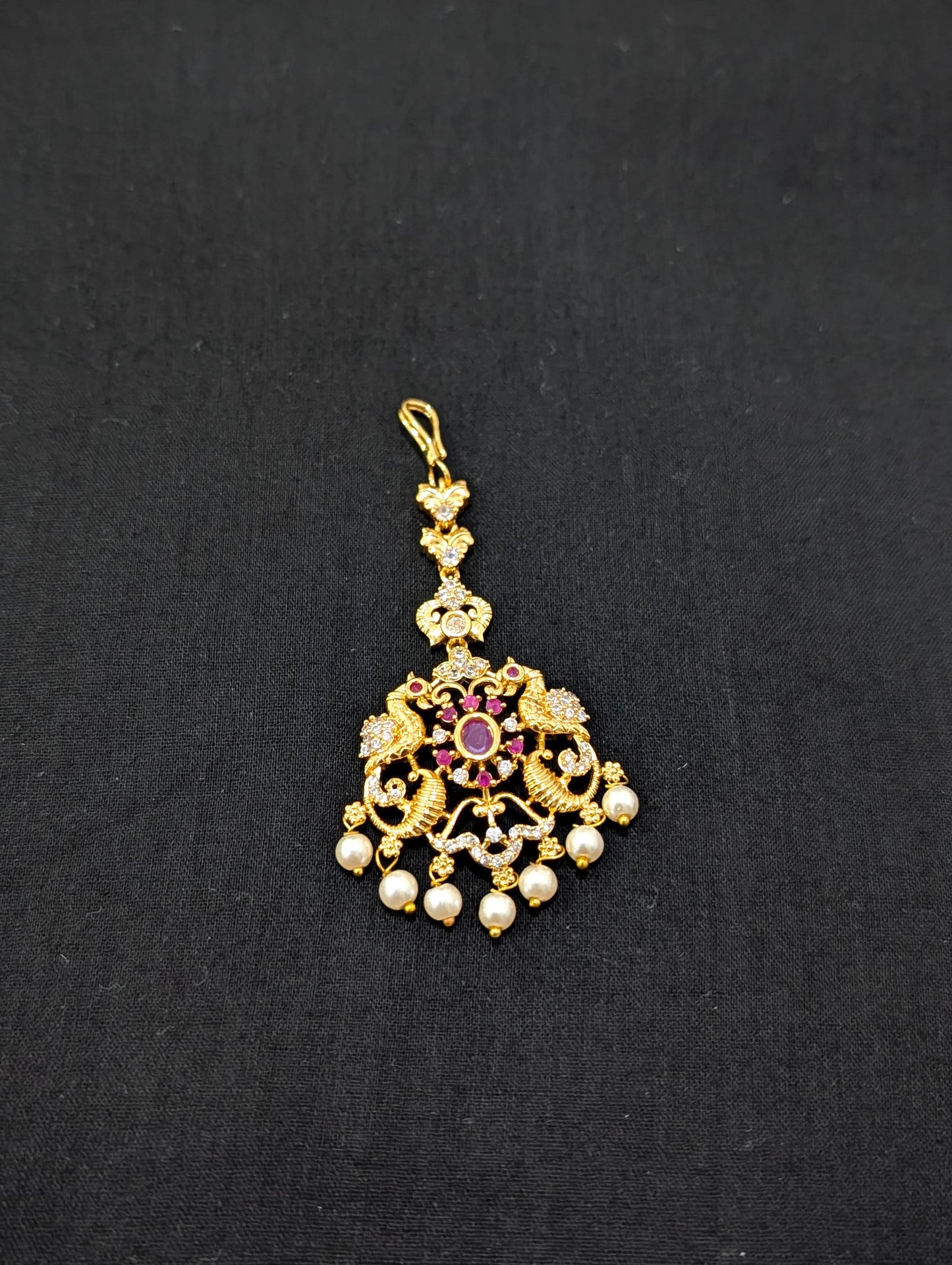 Micro gold plated CZ Peacock Maang Tikka
