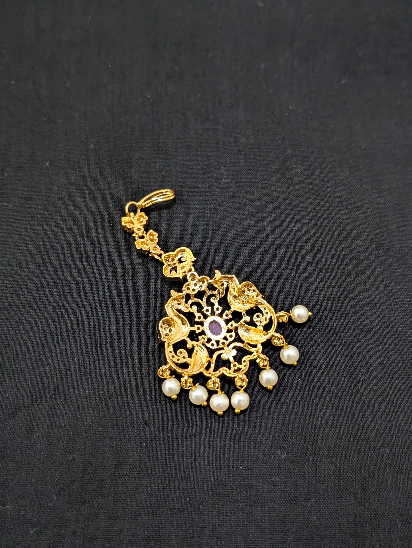 Micro gold plated CZ Peacock Maang Tikka