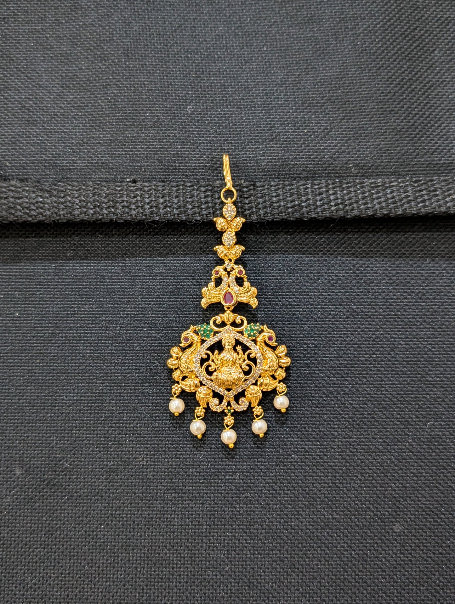 Micro gold plated CZ Goddess Lakshmi Maang Tikka