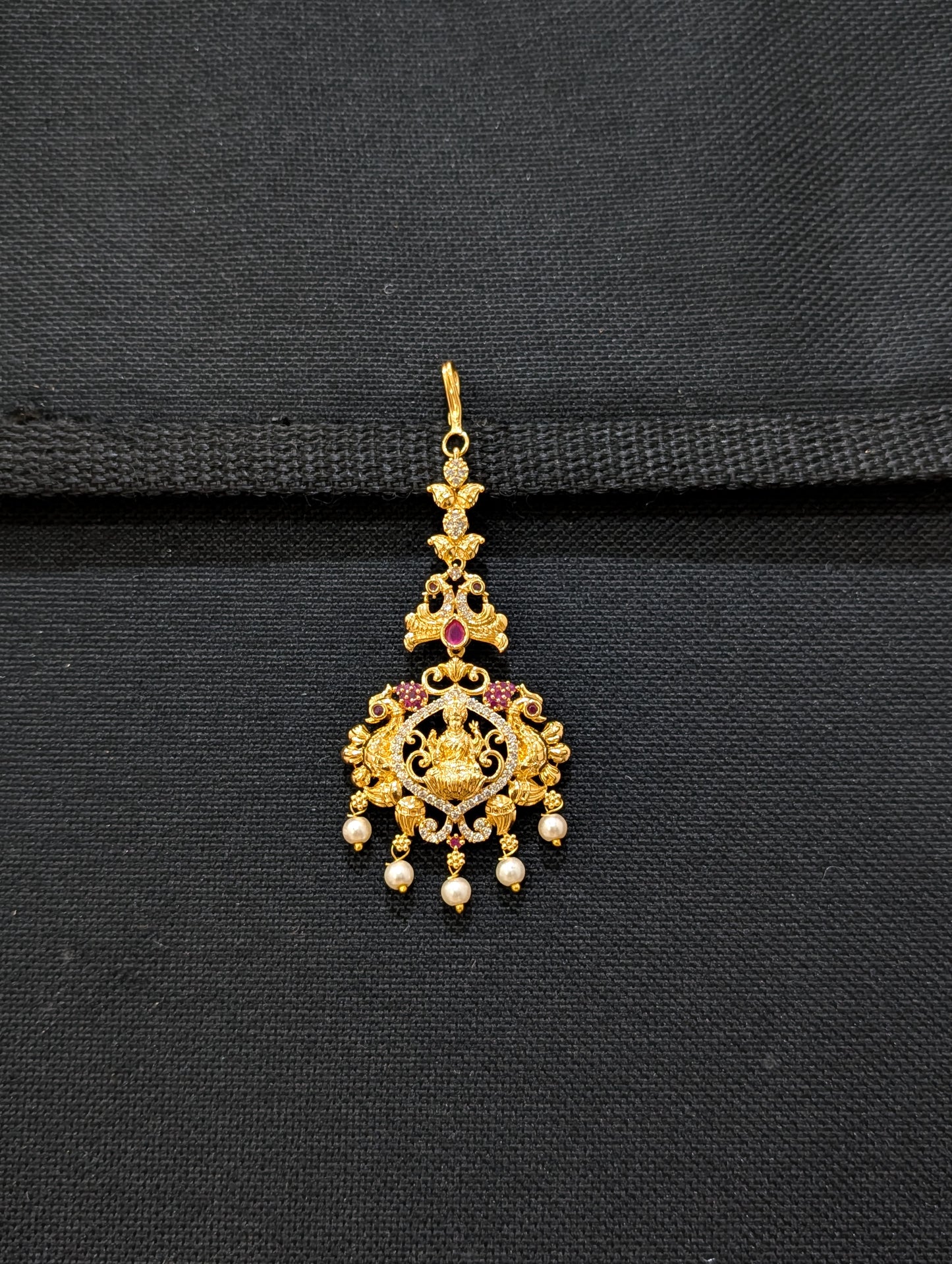 Micro gold plated CZ Goddess Lakshmi Maang Tikka