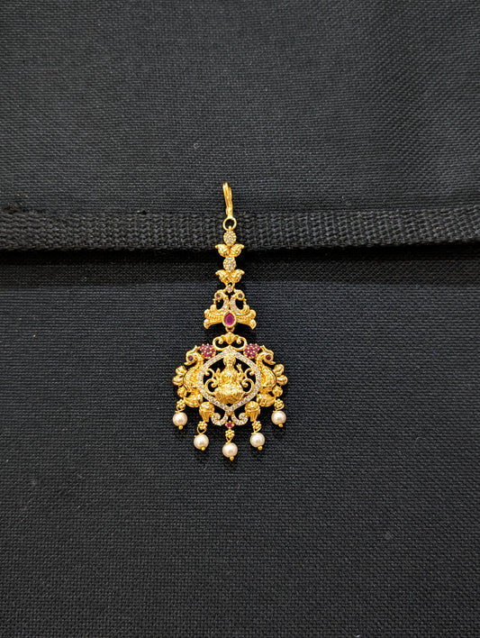 Micro gold plated CZ Goddess Lakshmi Maang Tikka
